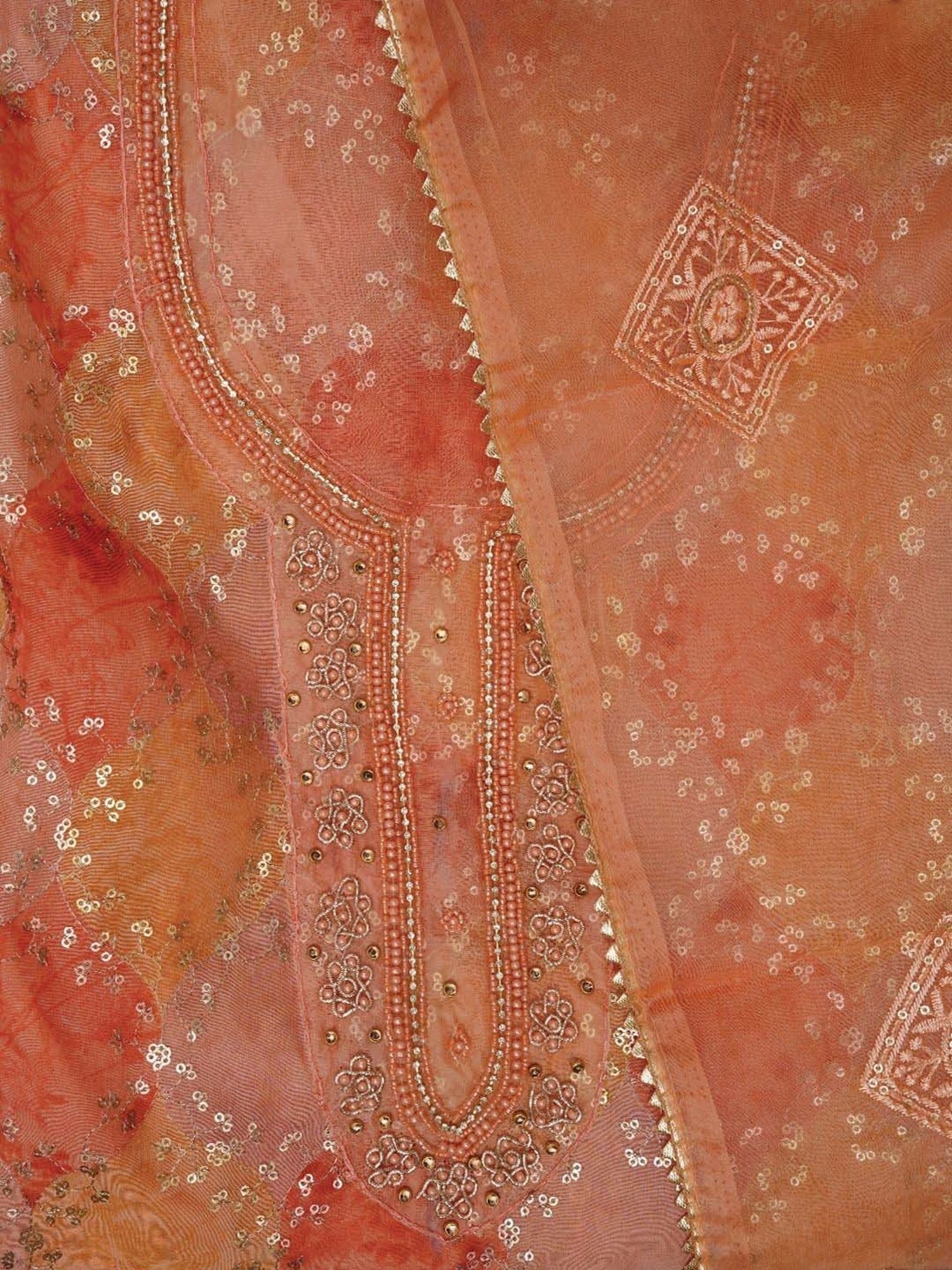 Jaipur Kurti Peach Embroidered Unstitched Dress Material