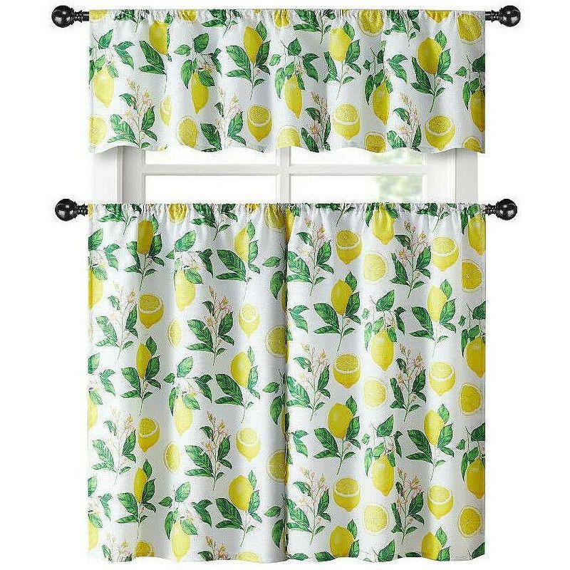 Kate Aurora Holiday Living Classic Poinsettia Complete 3 Piece Christmas Kitchen Curtain Tier & Valance Set - 58 in. W x 36 in. L