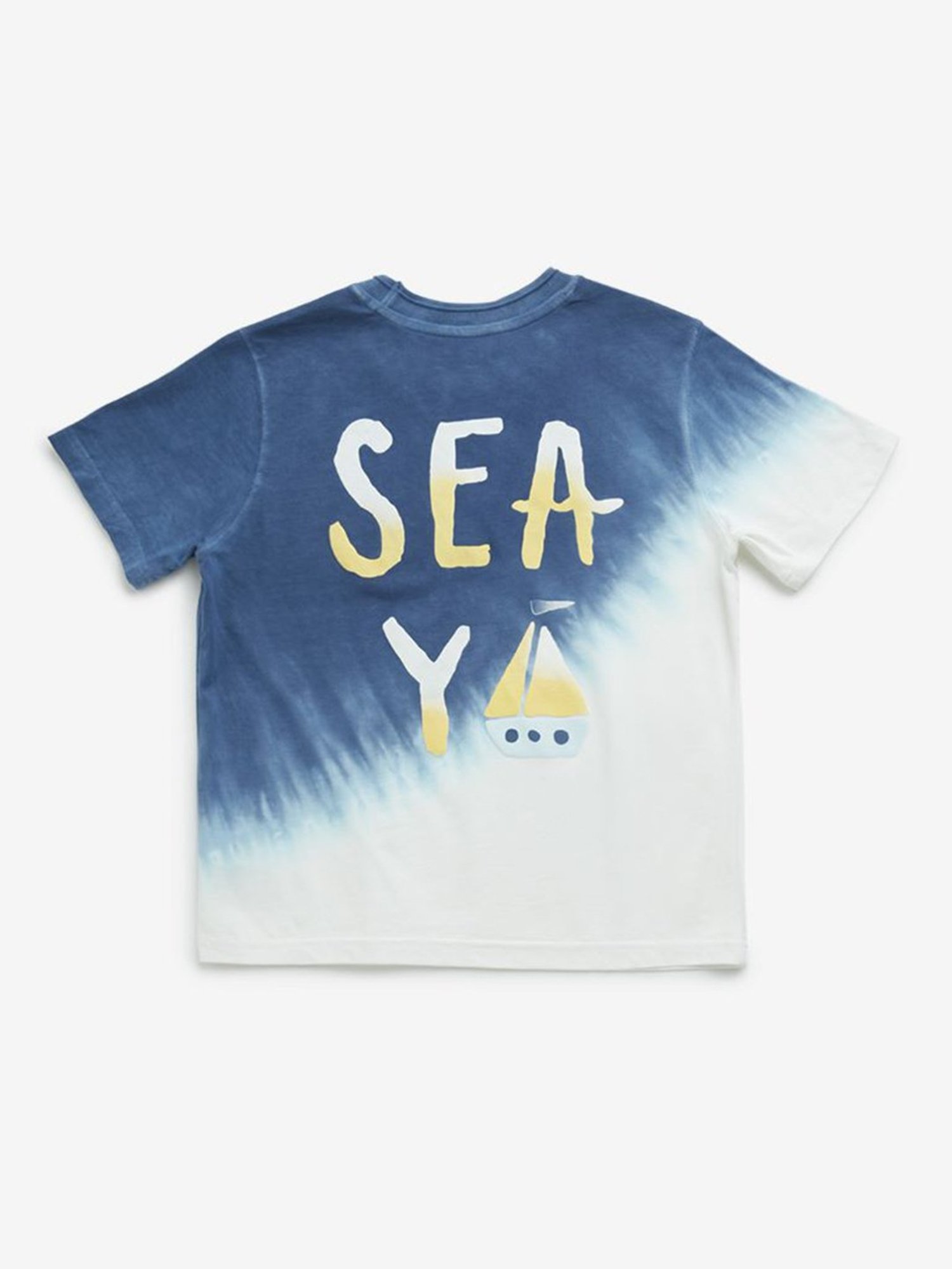 HOP Kids by Westside Blue Tie-Dye Printed Cotton T-Shirt