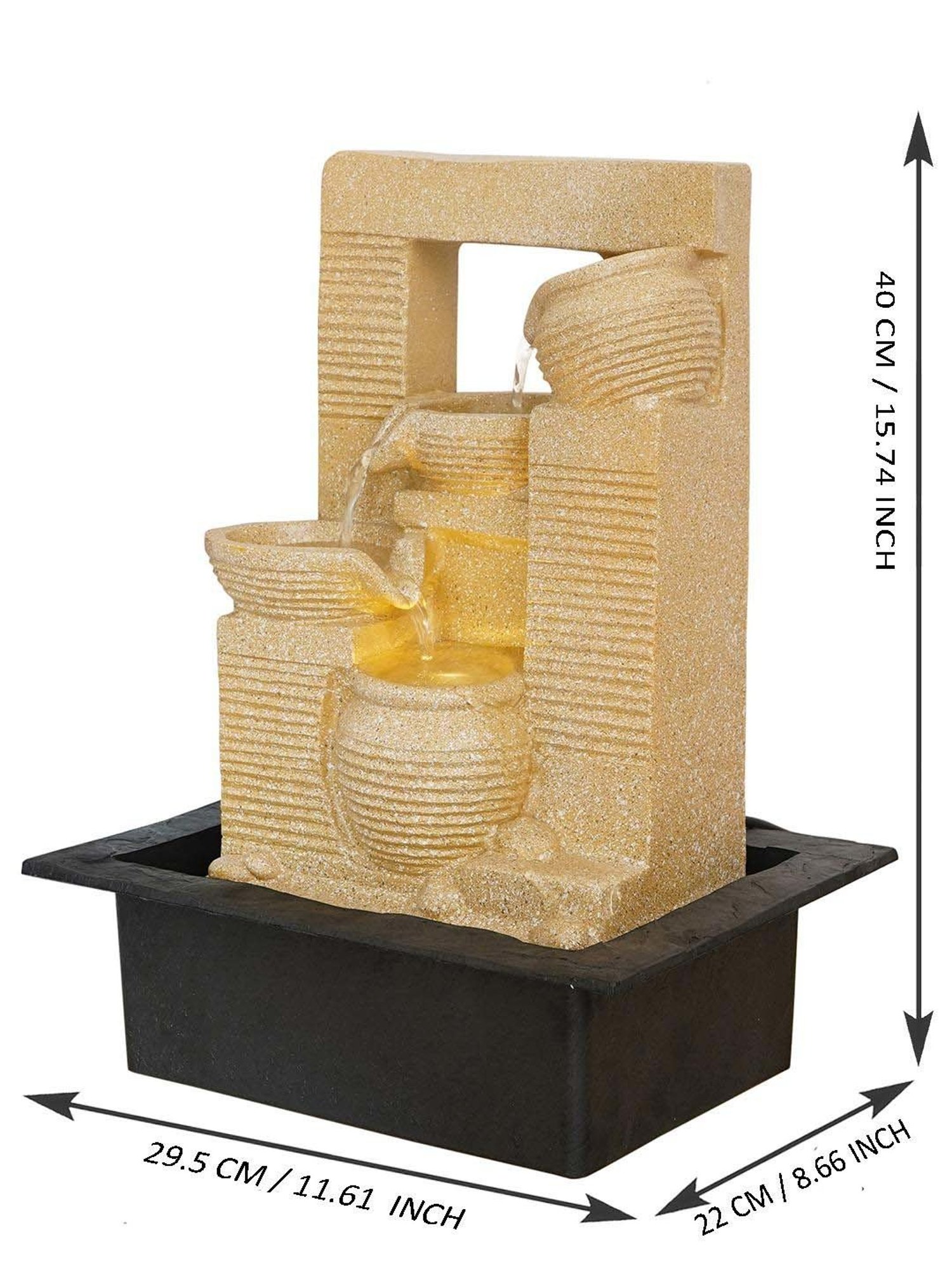 CHRONIKLE Cream Polyresin Matki Style 3 Steps Waterfall Fountain