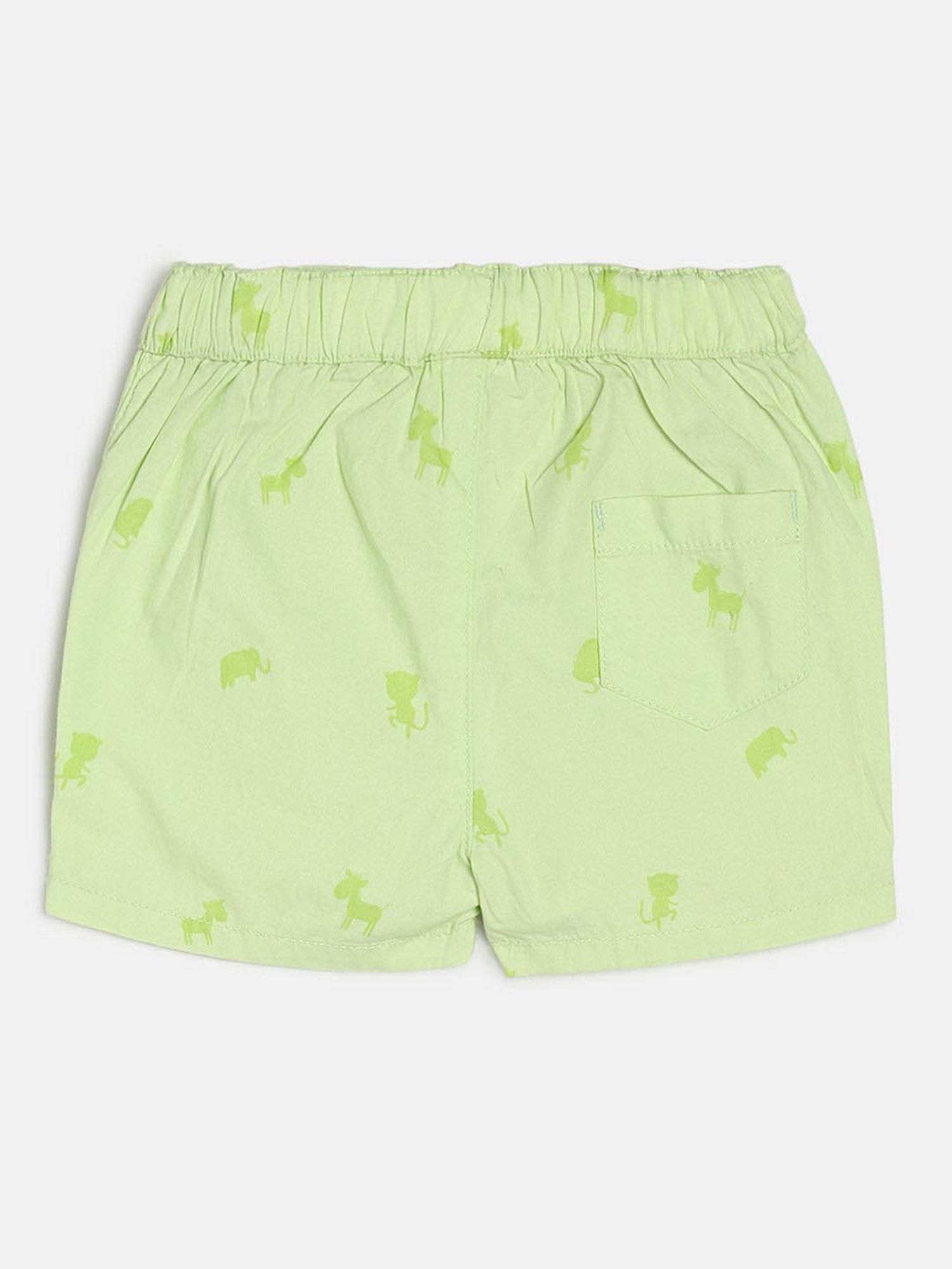 MINIKLUB Kids Light Green Printed Shorts