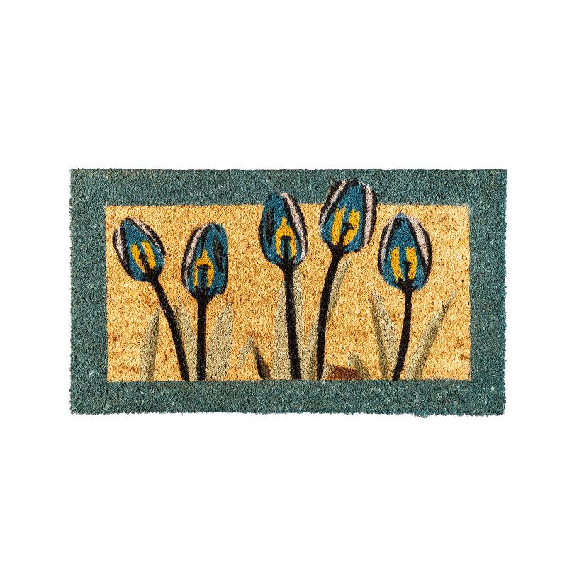 Evergreen Flag tulips, coir mat