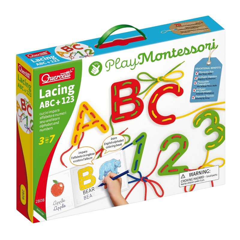 Quercetti Play Montessori Lacing ABC+123