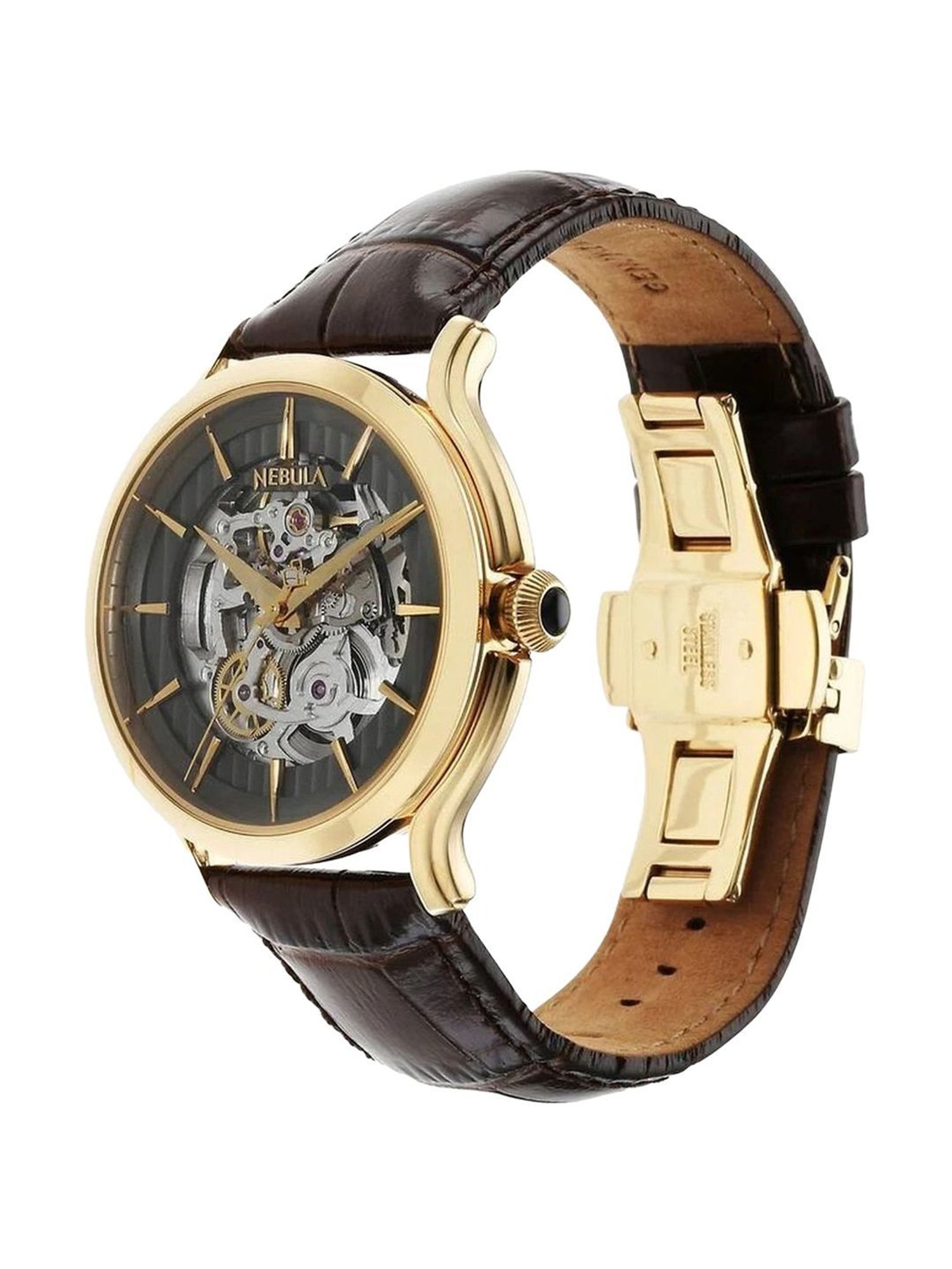Nebula 5074DL01 Art Deco Skeleton Automatic 18 Karat Solid Gold Watch for Men