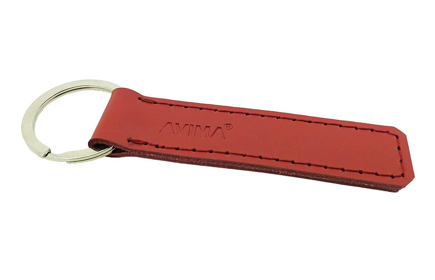 #1 BEST Premium Quality Handcrafted Elegant Classic Casual Durable Stylish Genuine Leather Strap Key Chain Car Key Key Fob with 1 Key Ring - 100% SATISFACTION GUARANTEE (Red)