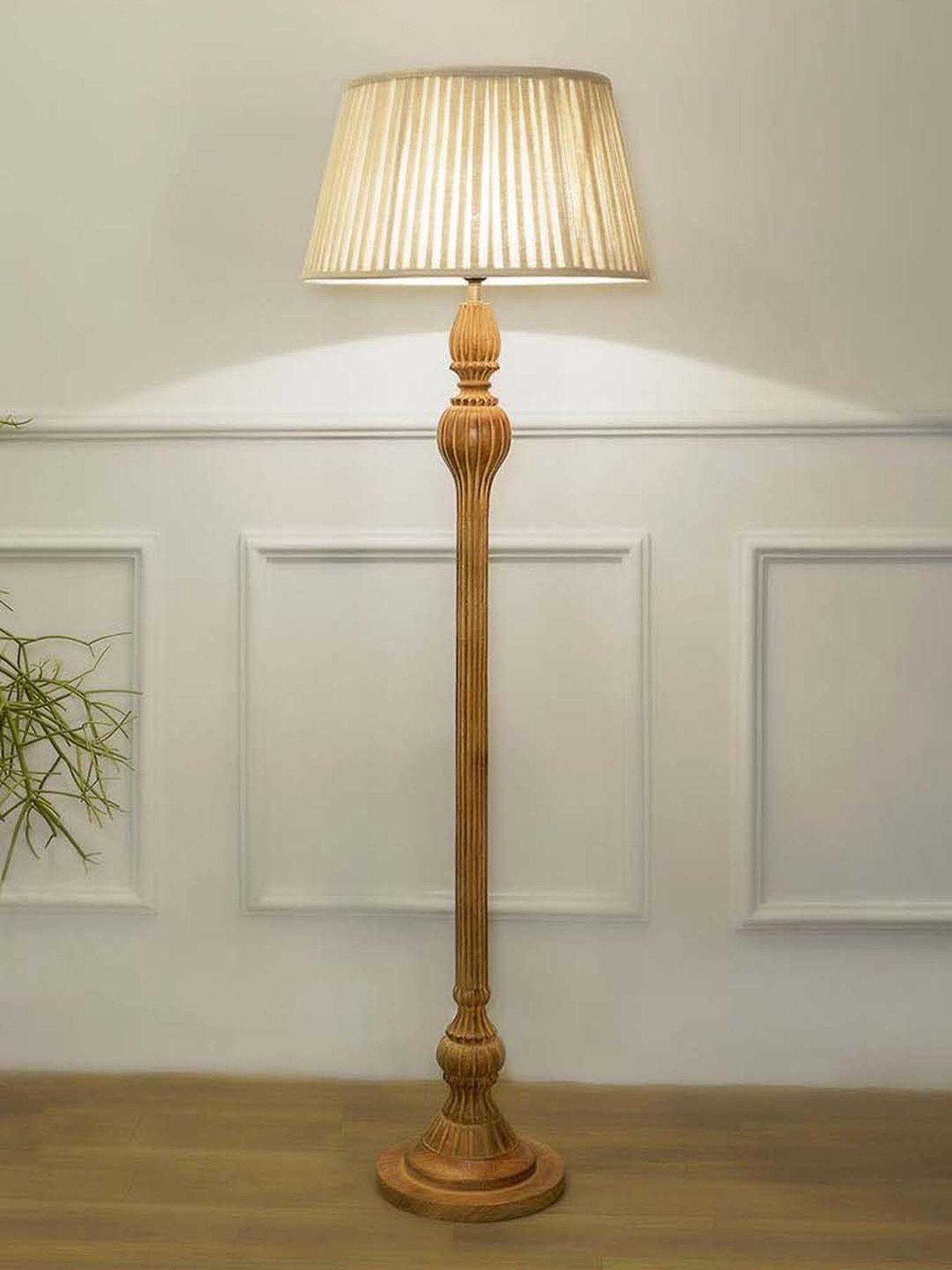 Kapoor E Illuminations Sober Brown Wood Single Light Floor Lamp