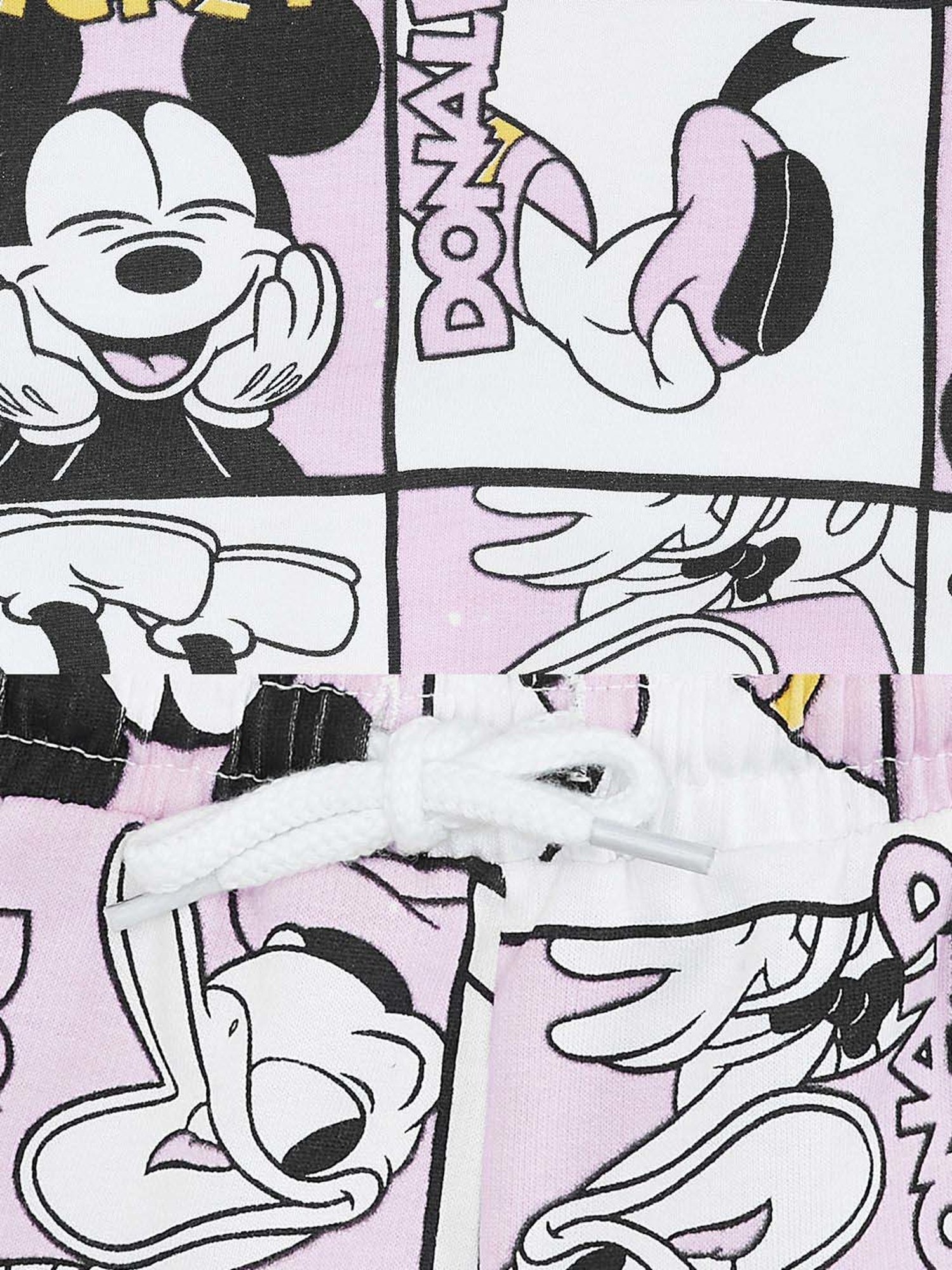 Pantaloons Junior Girls Off-White & Pink Cotton Printed Minnie Mouse T-Shirt Set