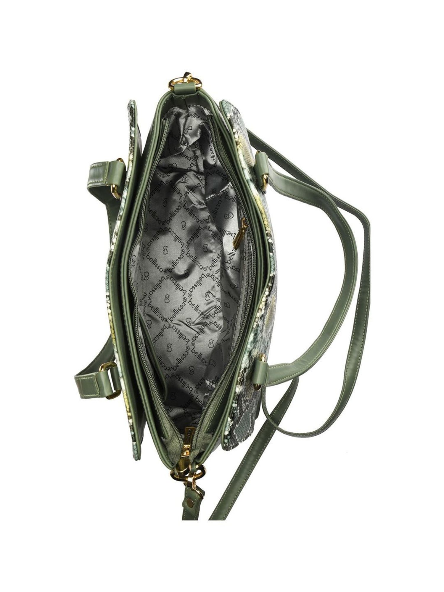 Bellissa Green Textured Medium Snakeskin Shoulder Handbag