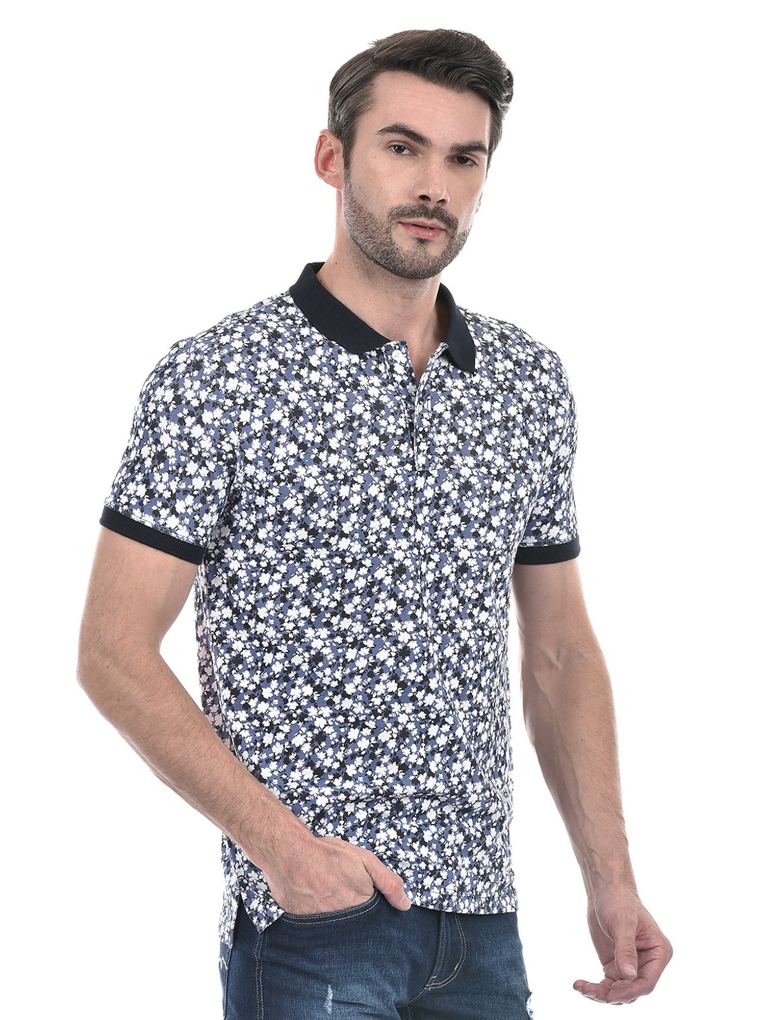 Numero Uno Multicolored Cotton Regular Fit Printed Polo T-Shirt