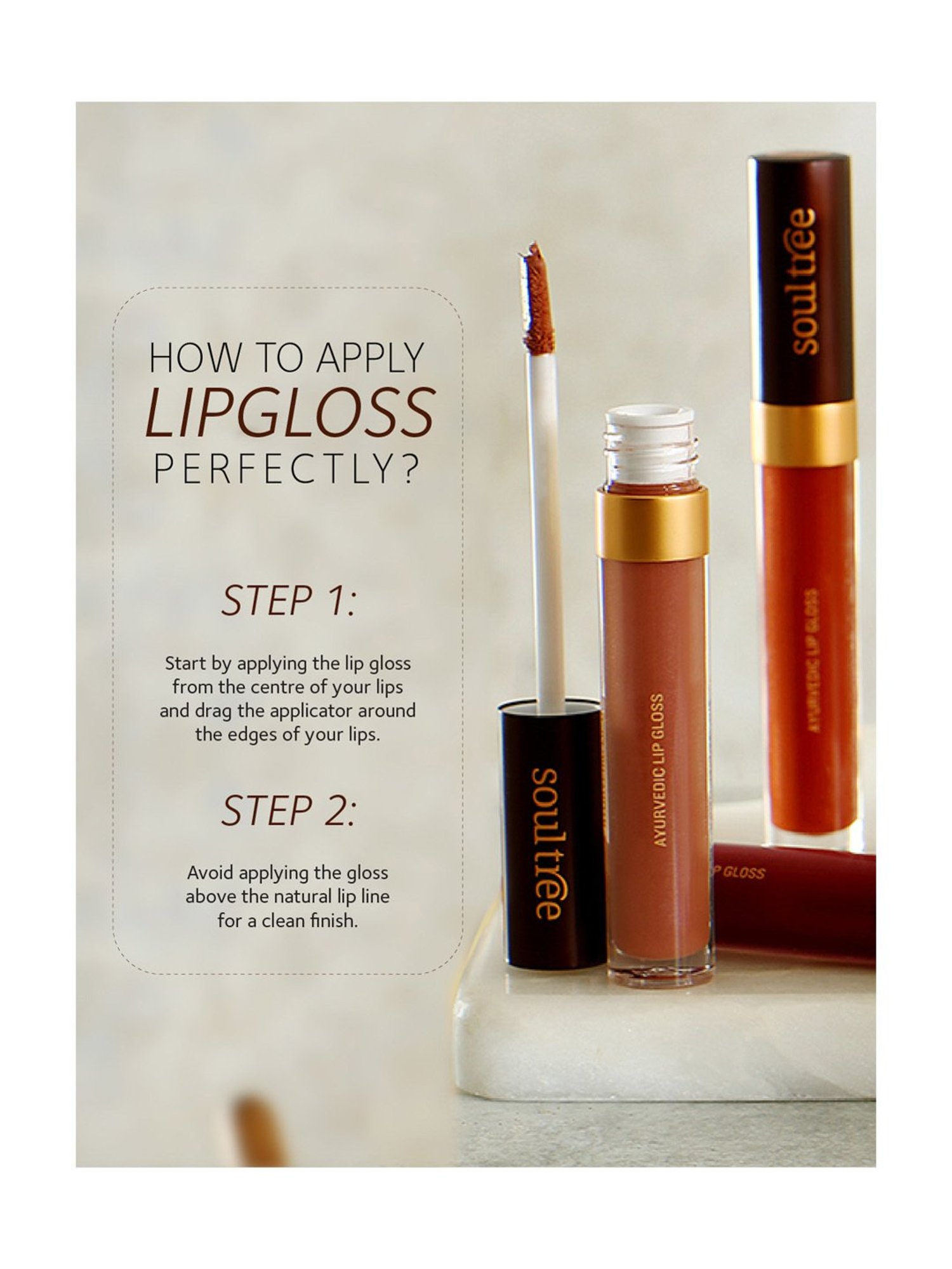 SoulTree Ayurvedic Lip Gloss - Nude Pink - 5 gm | Organic Lip Gloss