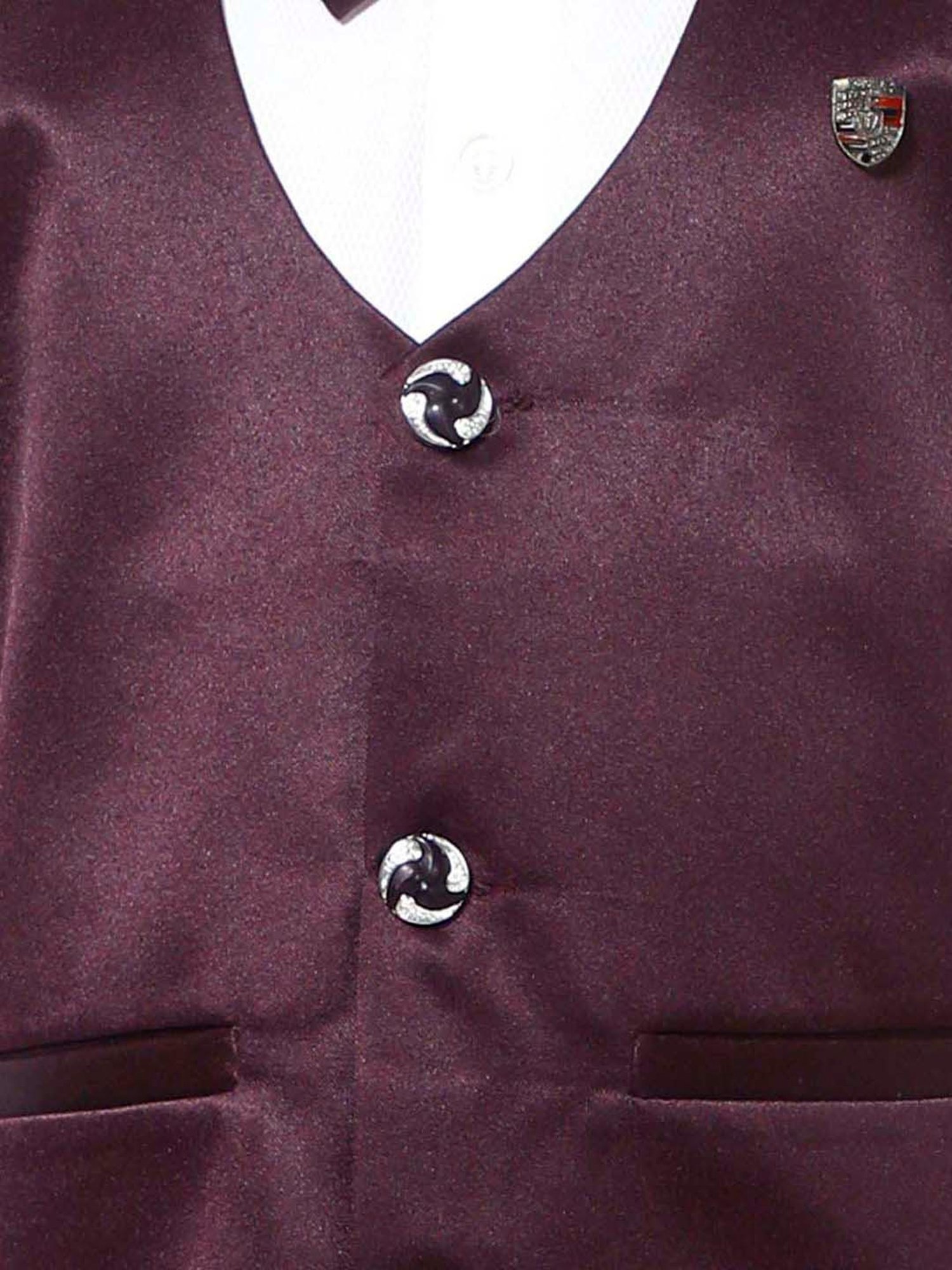 Fourfolds Boys Wine Solid Full Sleeves Clothing Set