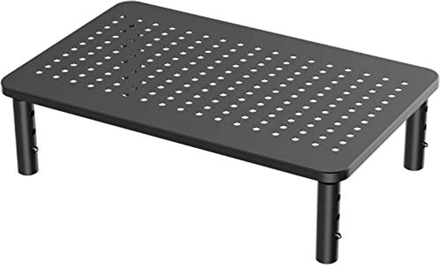 impact mounts laptop pc monitor stand with sturdy, stable black metal construction. fashionable riser height adjustable with no