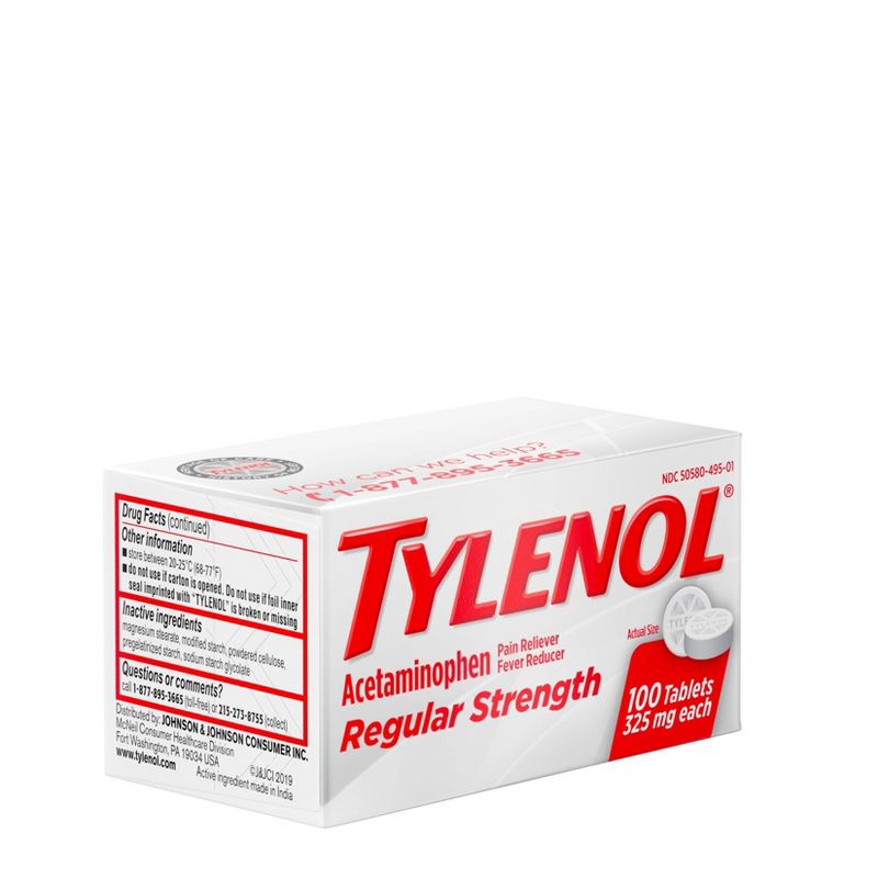 Tylenol Regular Strength Pain Reliever & Fever Reducer Tablets - Acetaminophen - 100ct