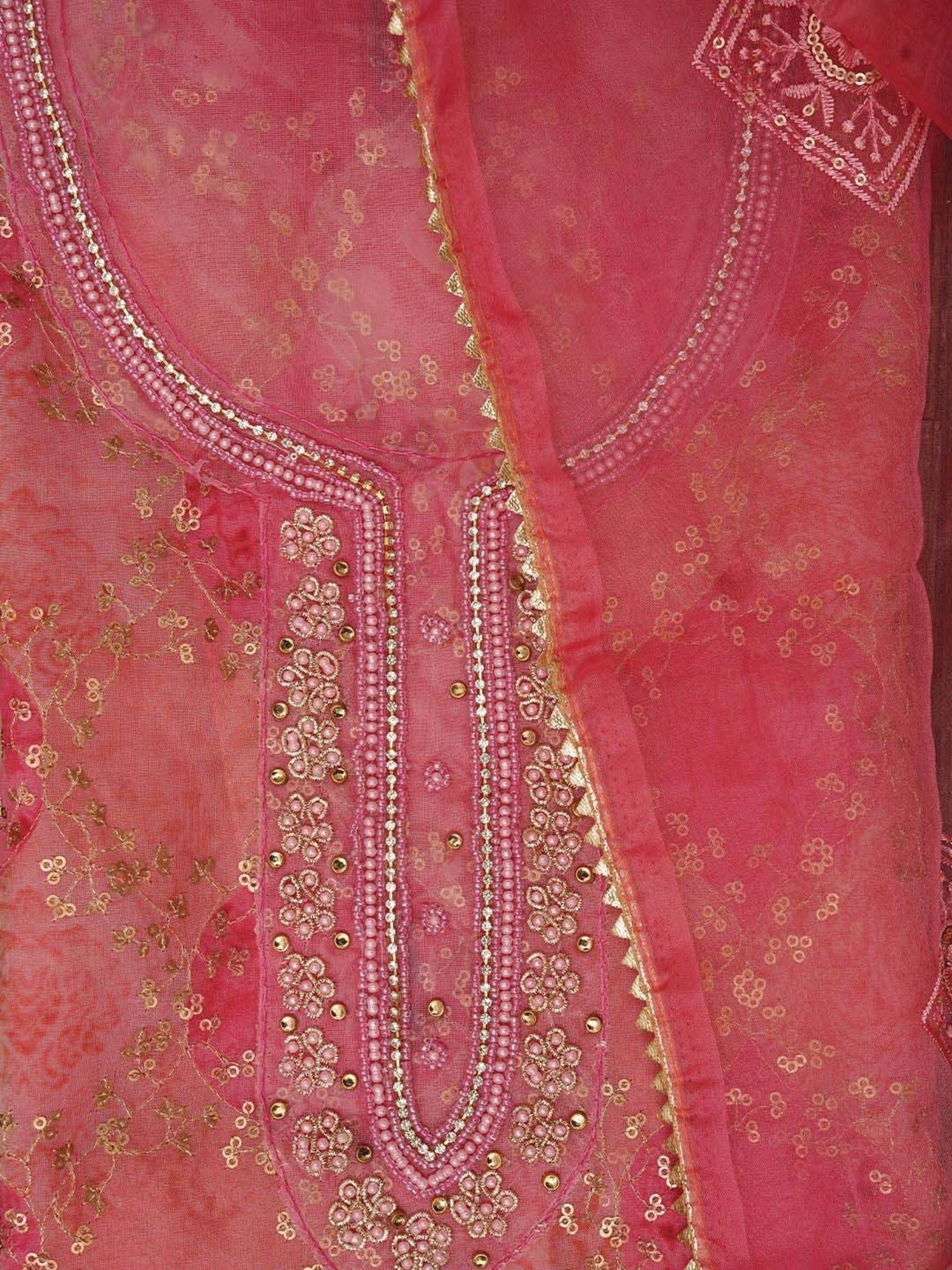 Jaipur Kurti Pink Embroidered Unstitched Dress Material