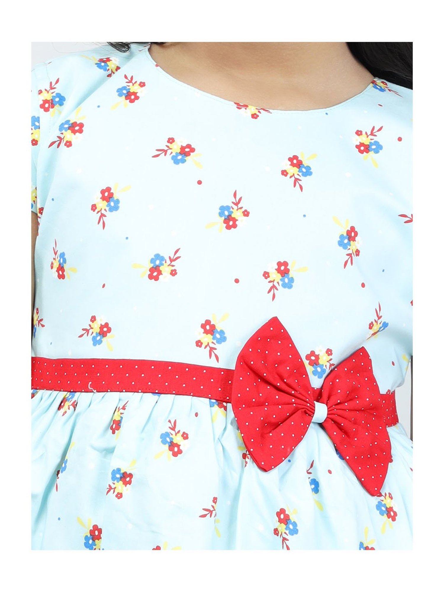 Todd N Teen Kids Light Blue Floral Print Frock