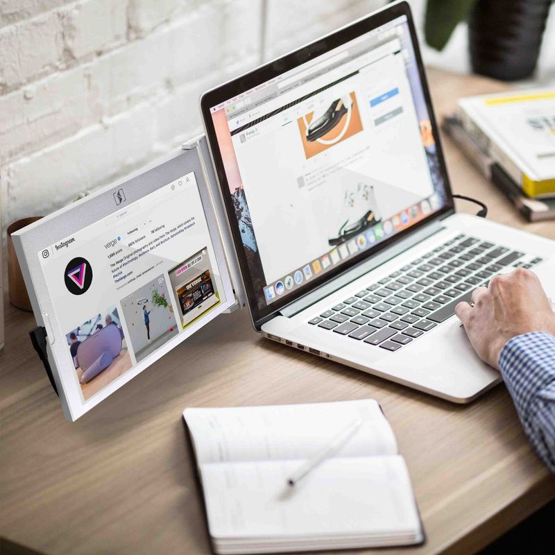 SideTrak Slide 12.5" Attachable Portable Monitor for Laptop - IPS Full HD 1920x1080 USB Display - Silver