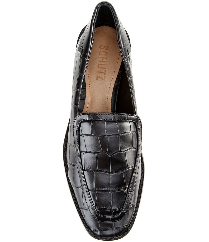 Schutz Hada Croco Print Leather Loafers