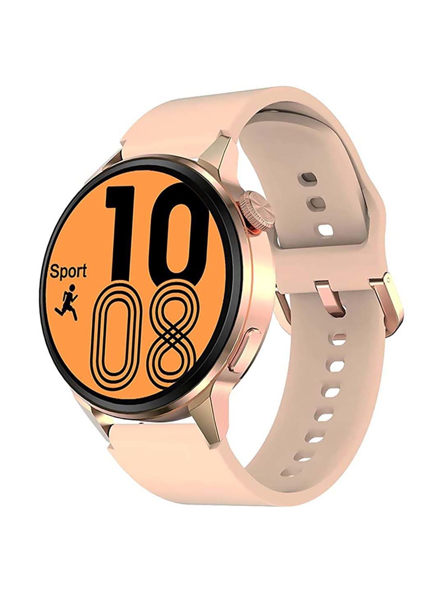 IZI Smart Plus Calling GPS NFC Smartwatch with Silicone Band (Rose Gold and Beige)