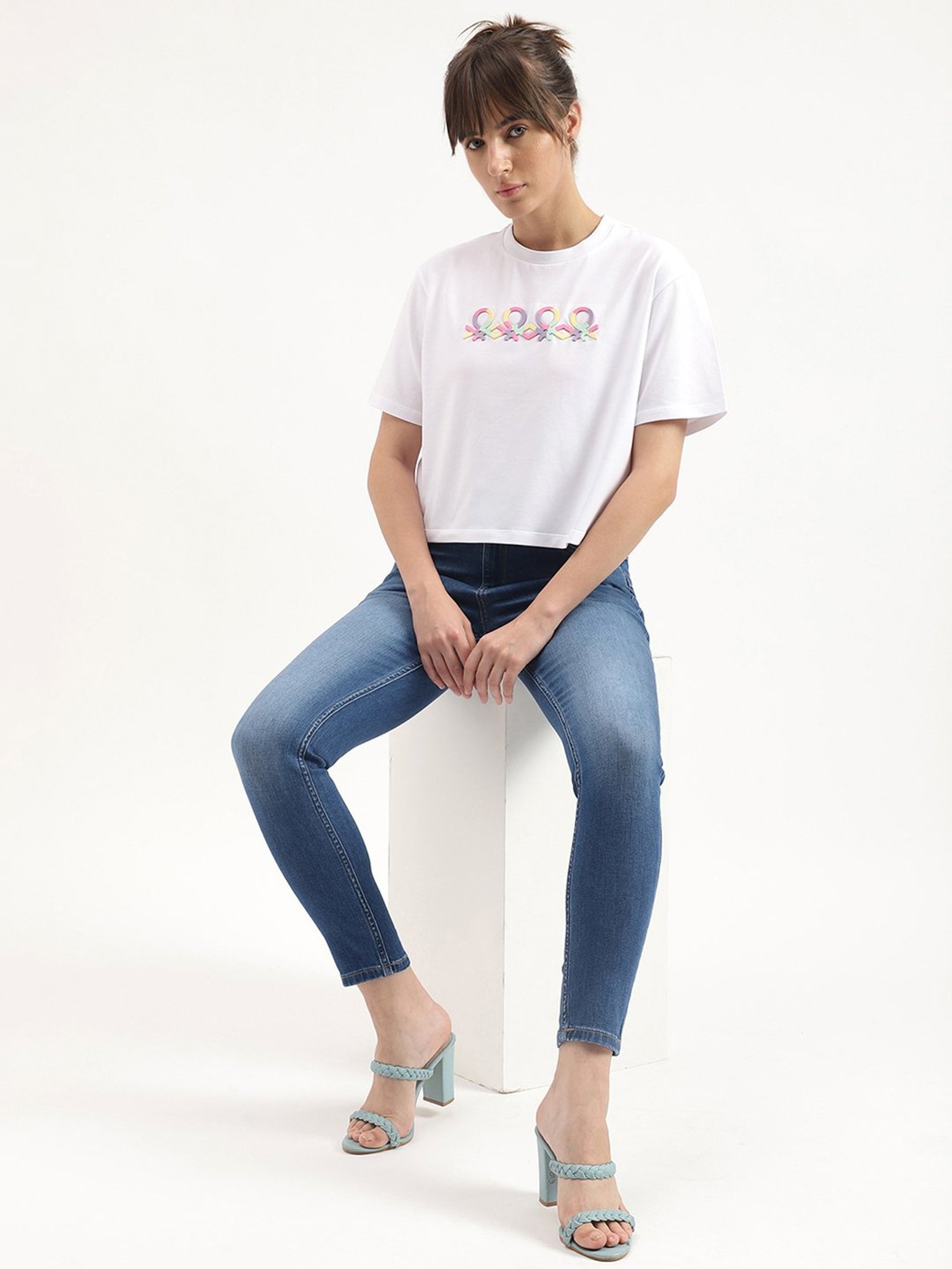 United Colors of Benetton White Printed T-Shirt