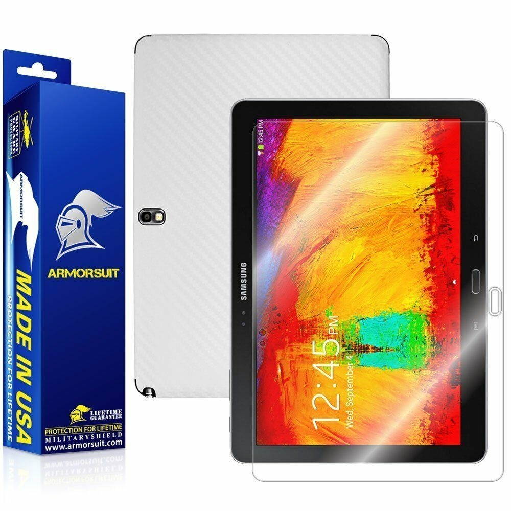 ArmorSuit MilitaryShield Samsung Galaxy Note 10.1 2014 Screen + White Carbon NEW