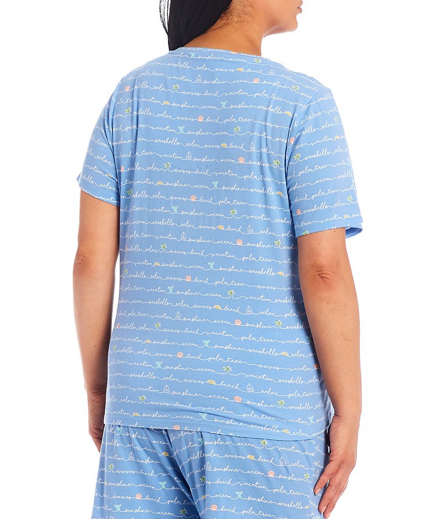 Sleep Sense Plus Vacation Script Printed Jersey Knit Coordinating Sleep Tee