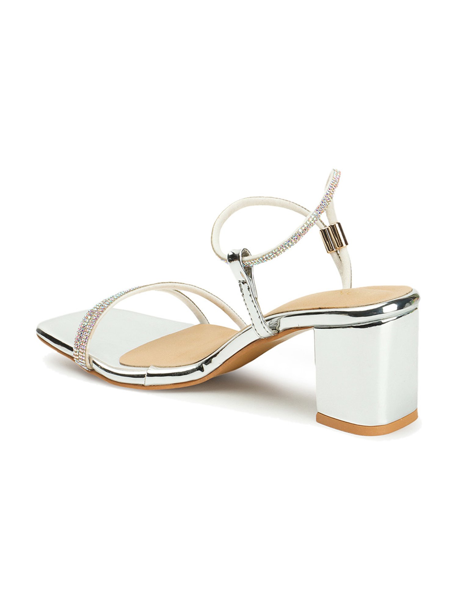 Iconics Women's Silver Ankle Strap Sandals
