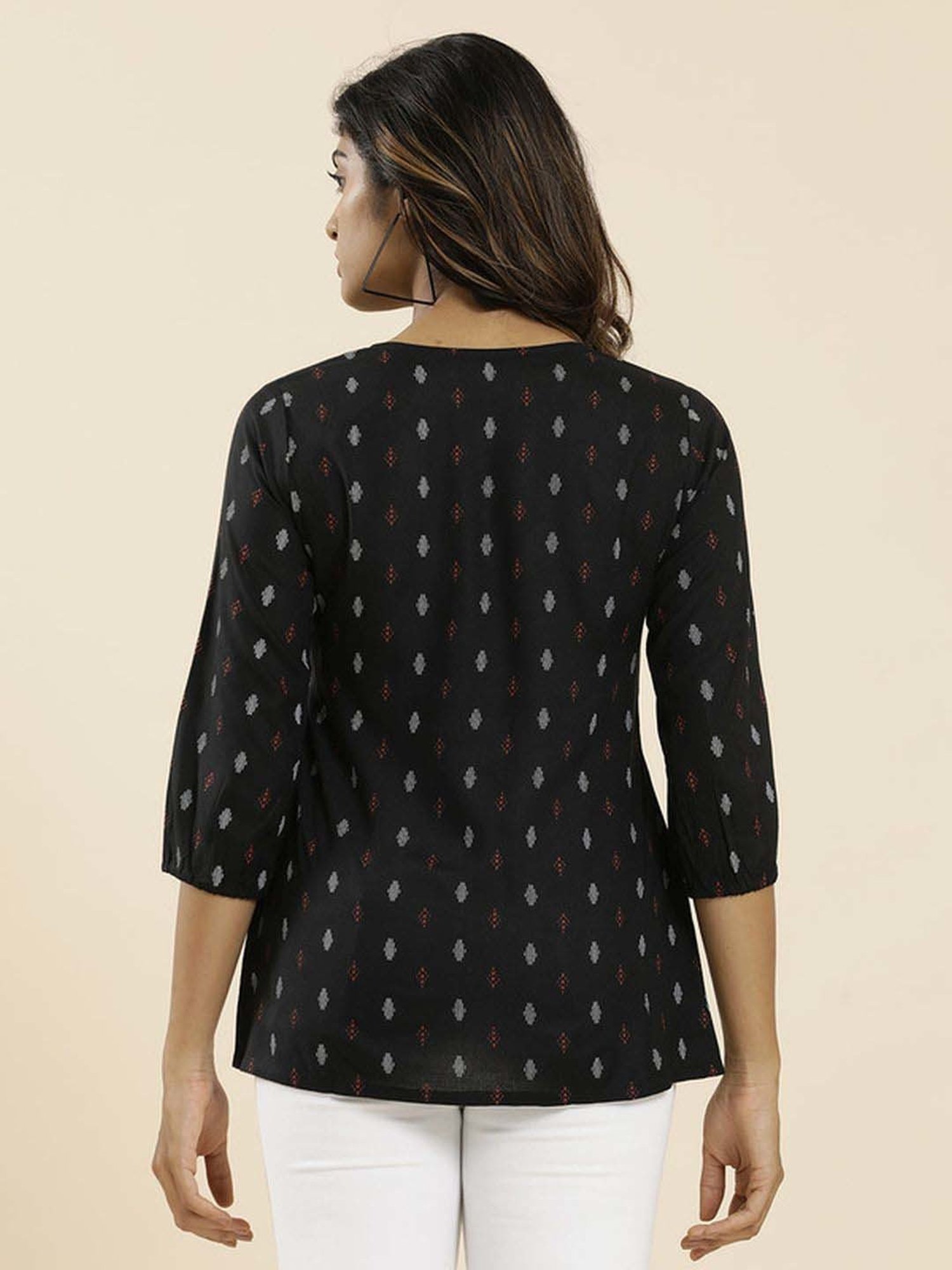 Jaipur Kurti Black Printed Top