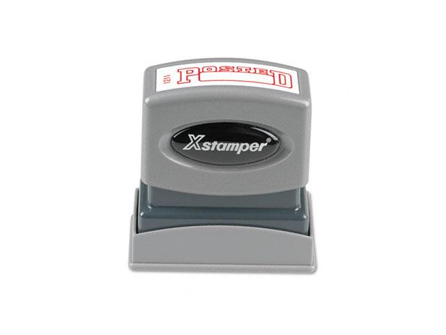 Xstamper ECO-GREEN 1211 Title Message Stamp, POSTED, Pre-Inked/Re-Inkable, Red