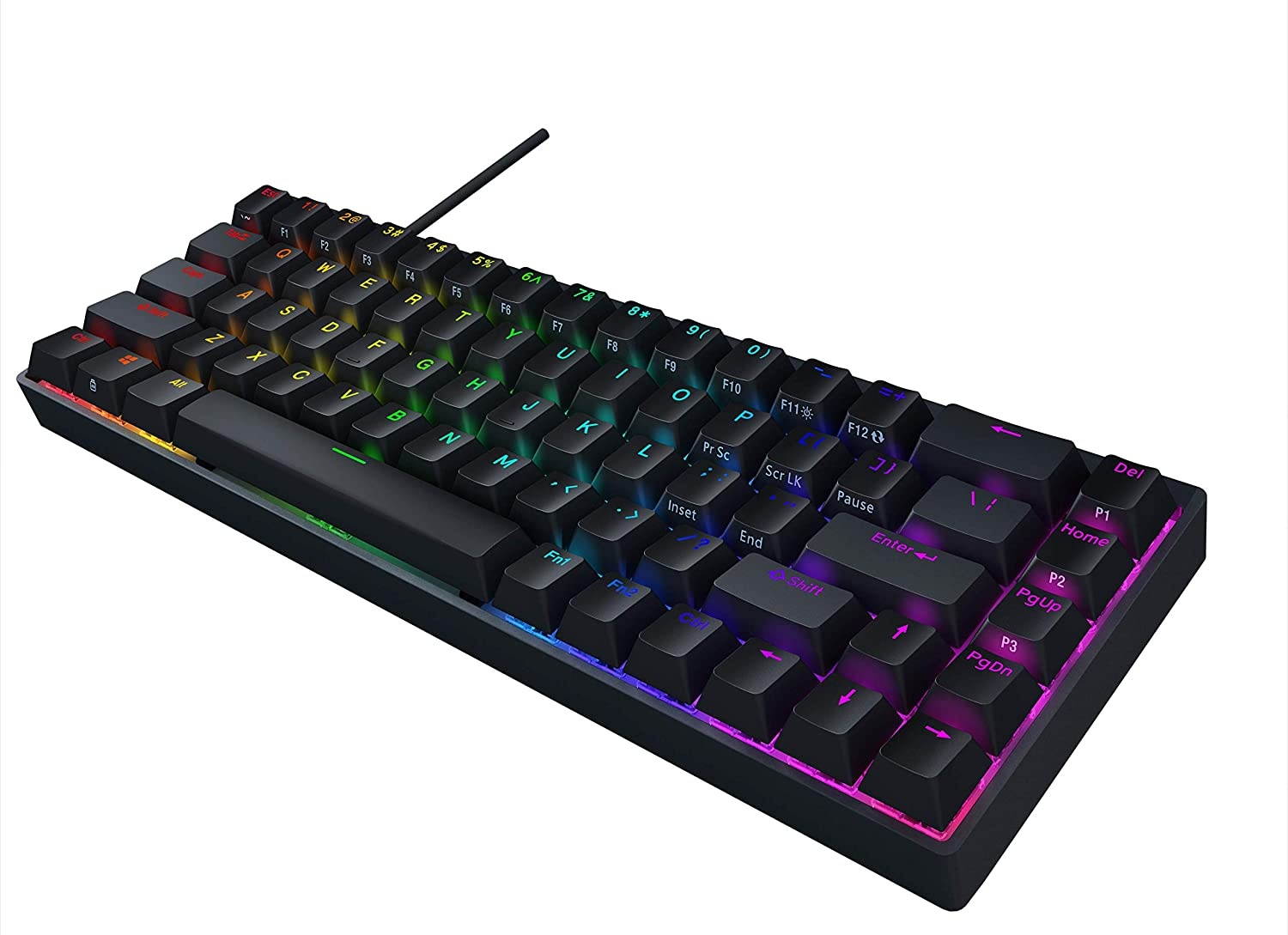 Durgod Hades 68 RGB Mechanical Gaming Keyboard - 65% Layout - Cherry Profile - NKRO - USB Type C - Aluminium Chassis (Cherry Red, Black PBT)