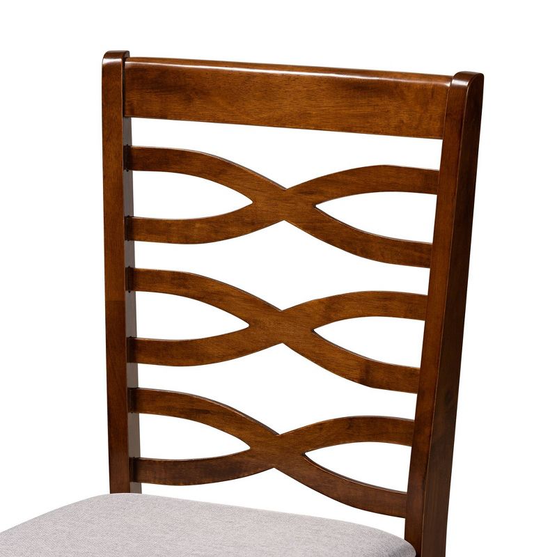 7pc Lanier Fabric Upholstered and Wood Dining Set Gray/Walnut Brown - Baxton Studio