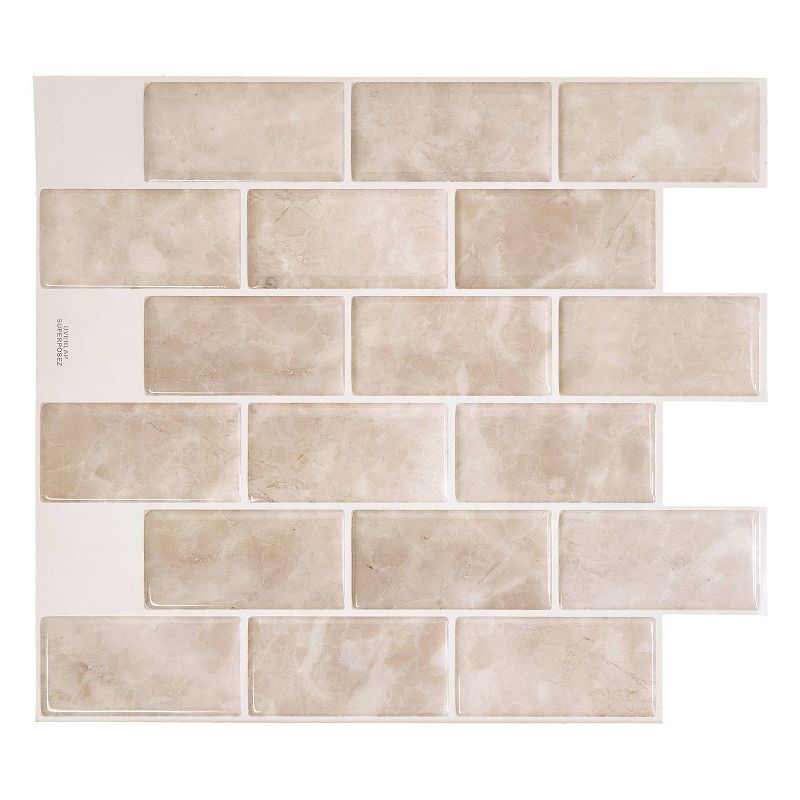 Smart Tiles 3D Peel and Stick Backsplash 4 Sheets of 10.95" x 9.70" Kitchen and Bathroom Wallpaper Subway Sora