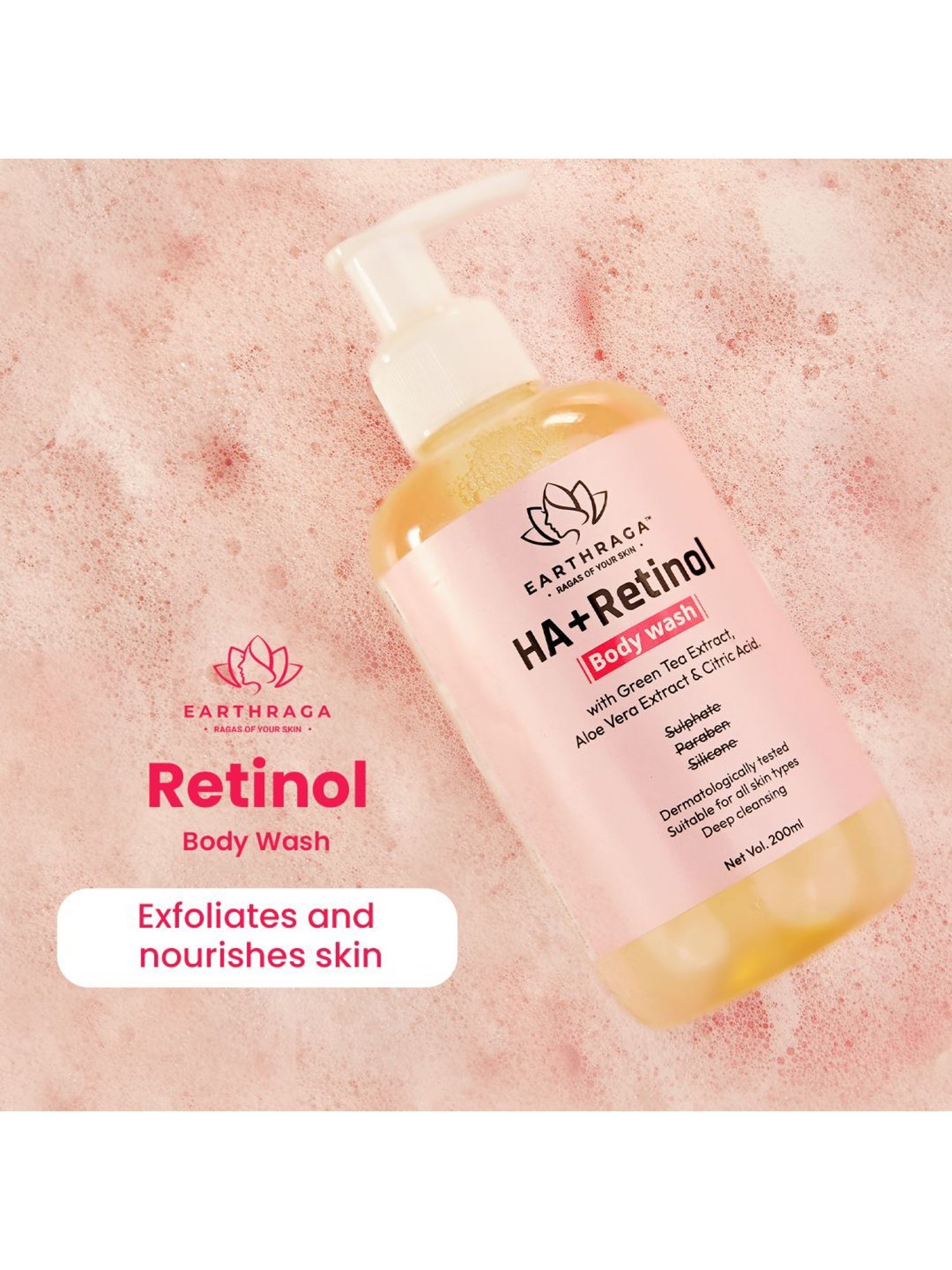 Earthraga HA + Retinol Body Wash - 200 ml