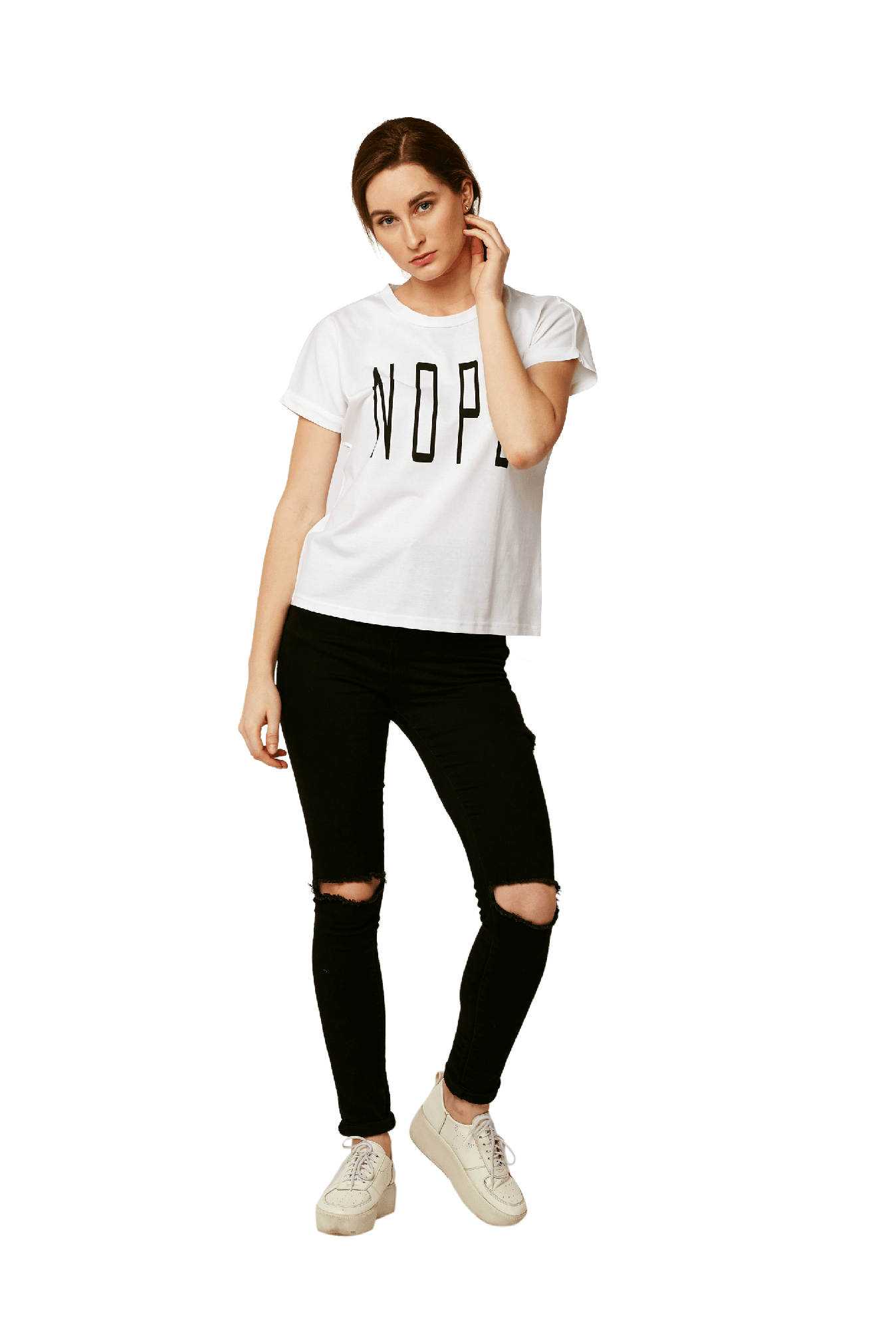 Miss Chase White Printed Cotton T-Shirt