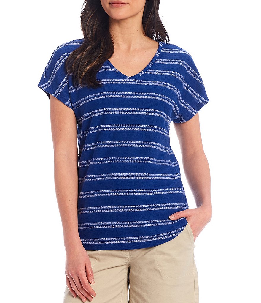 Westbound Short Sleeve Textured V-Neck Top