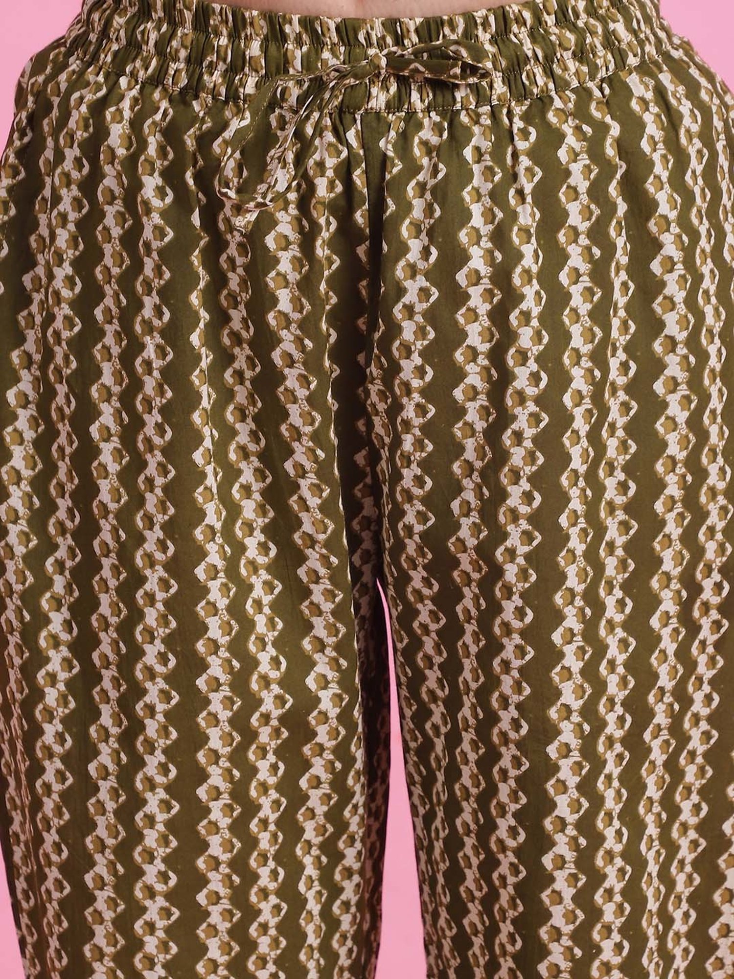 Prakrti Green Cotton Printed Top Pant Set