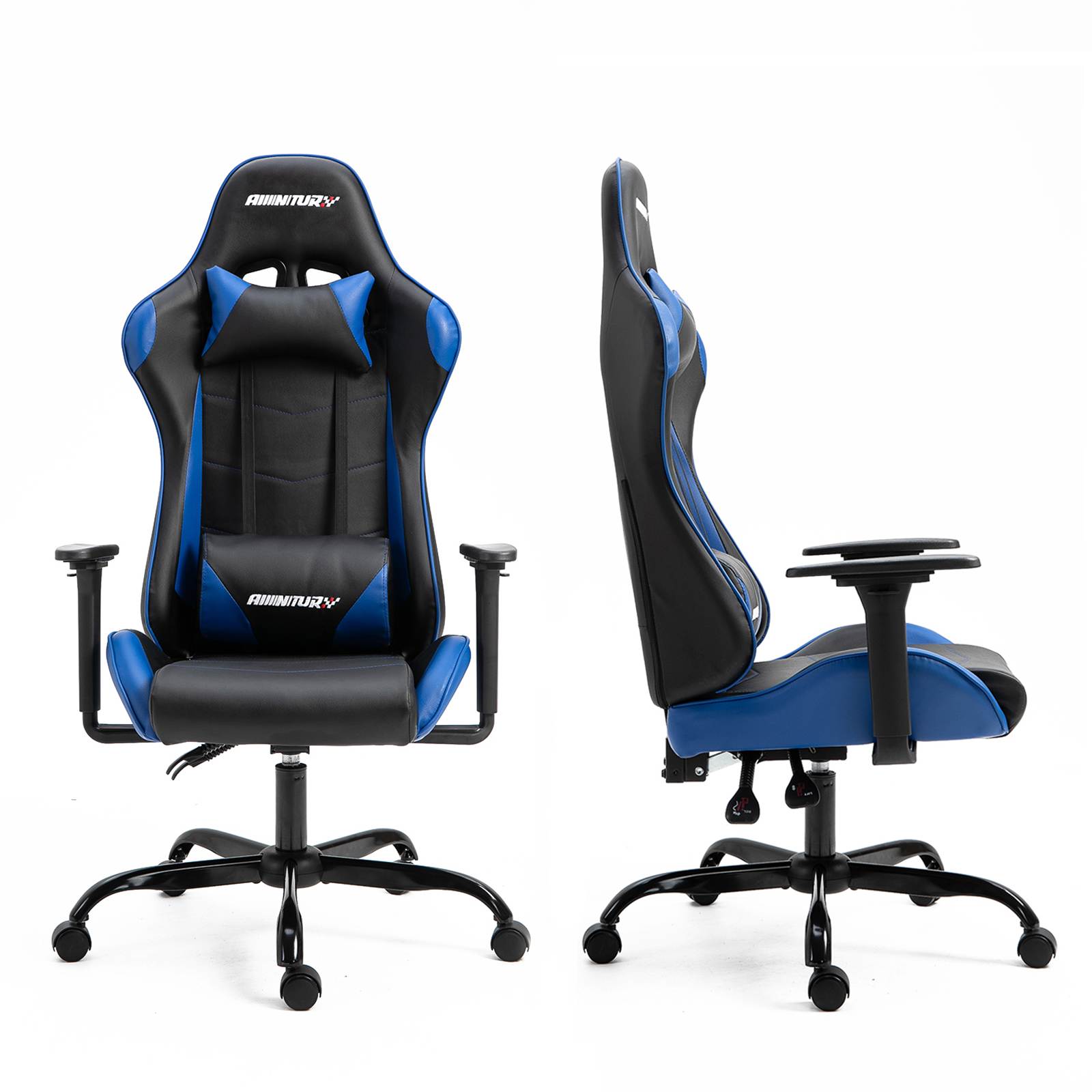 AMINITURE Gaming Chair Racing Style High Back Office Chair Seat Computer Game Chair Height Adjustment Swivel Recliner with Headrest and Lumbar Support