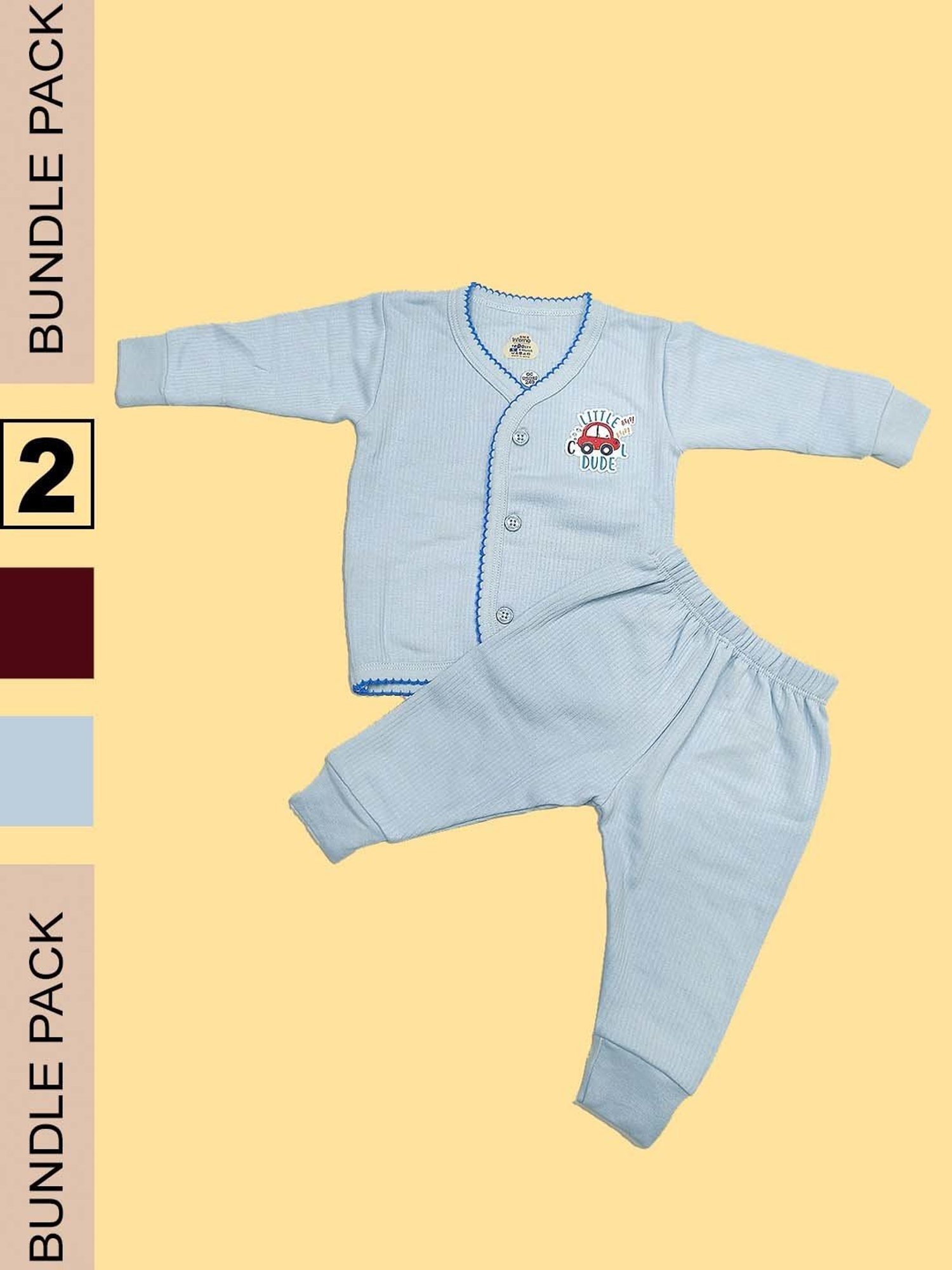 LUX Inferno Kids Maroon & Blue Printed Full Sleeves Thermal Set(Pack of 2)