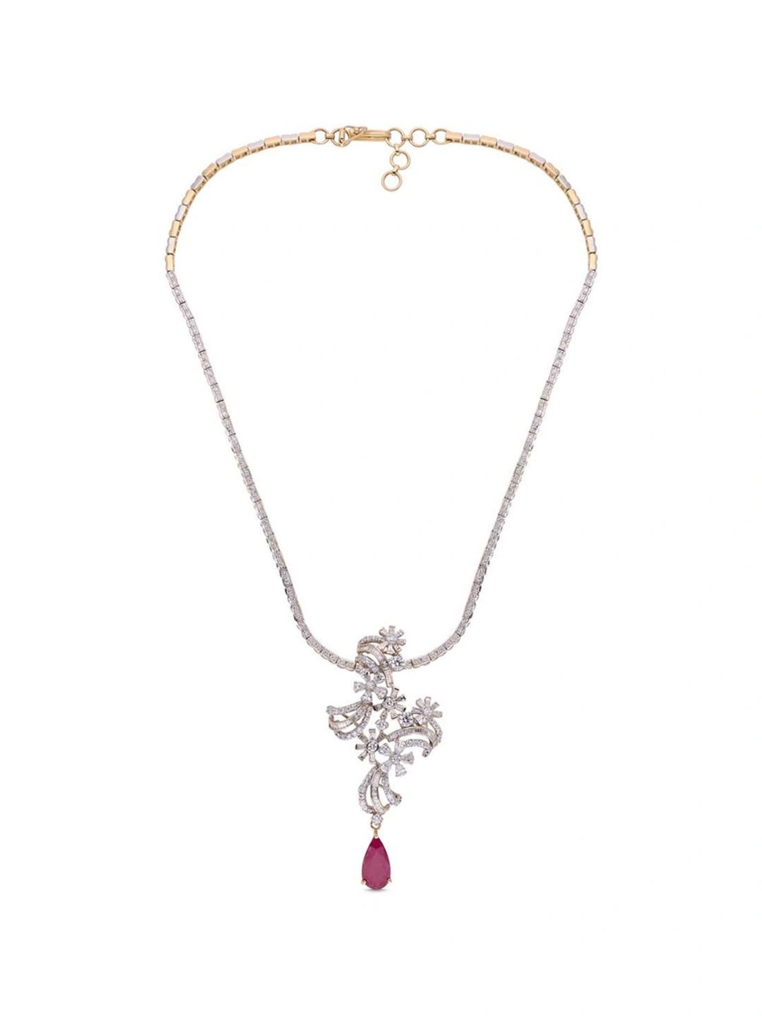 P.N.Gadgil Jewellers 18k Gold Infinity Florall Diamond Necklace For Women