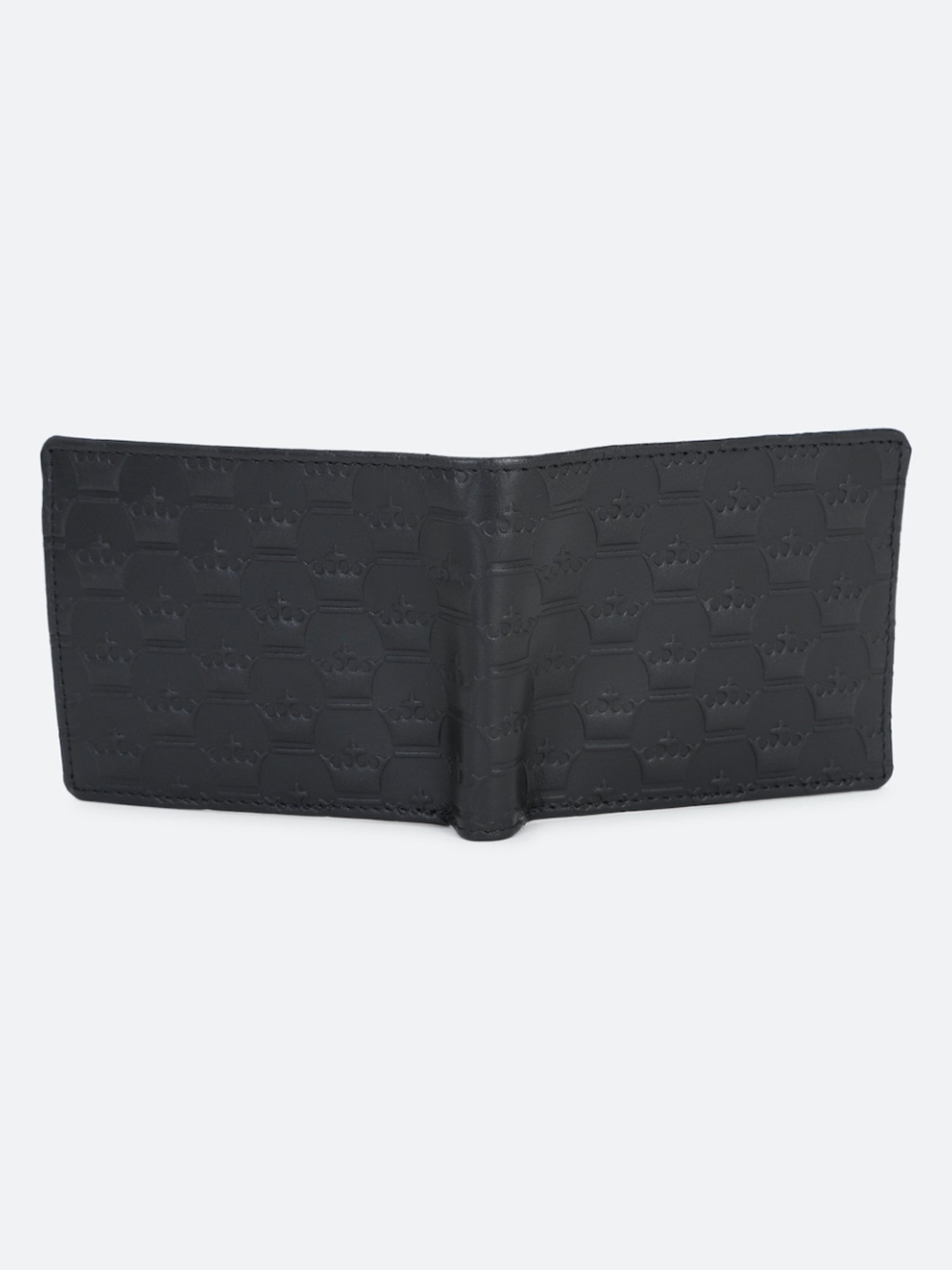 Louis Philippe Black Leather Textured Bi-Fold Wallet