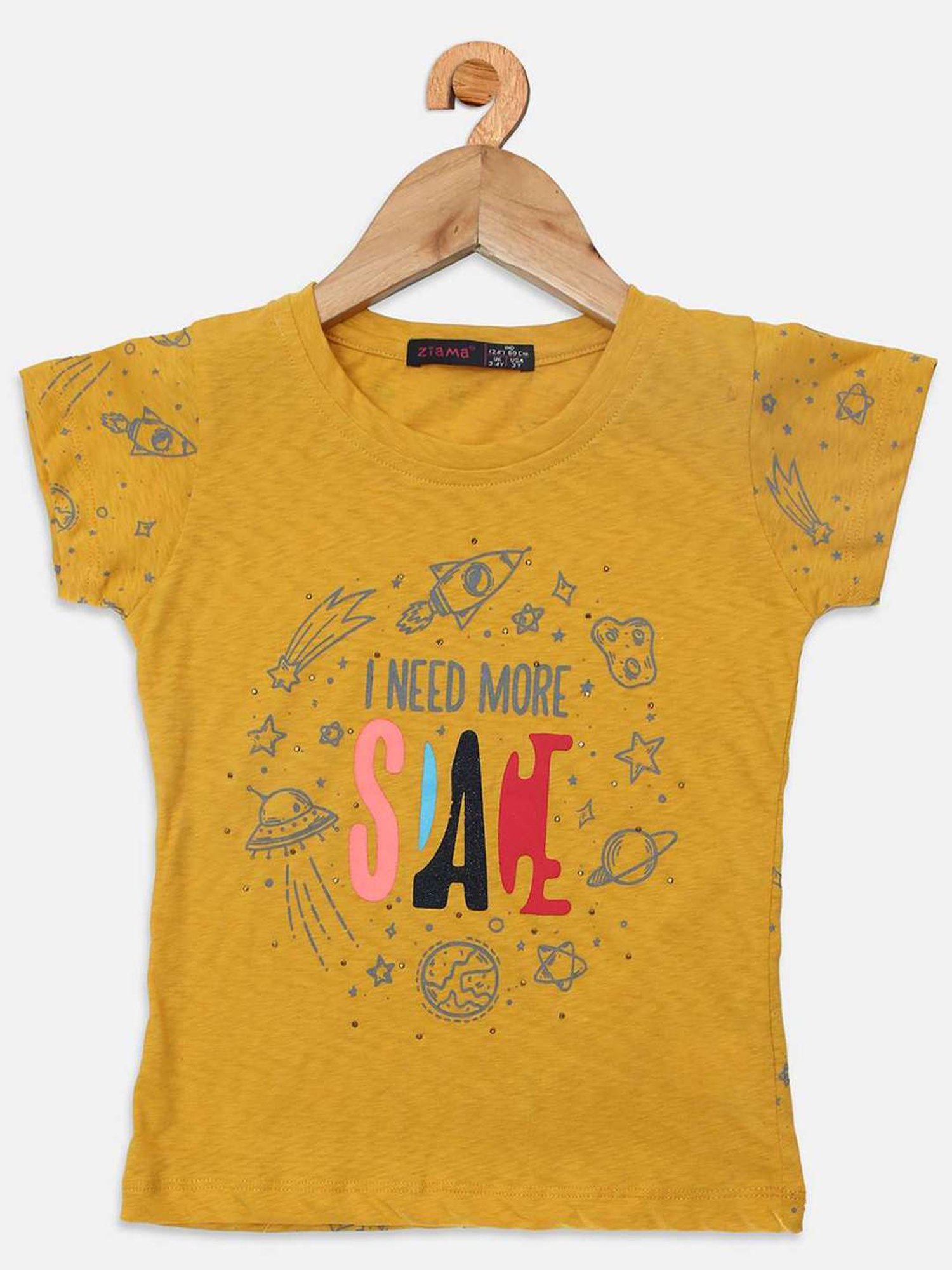ZIAMA Kids Mustard Printed Top