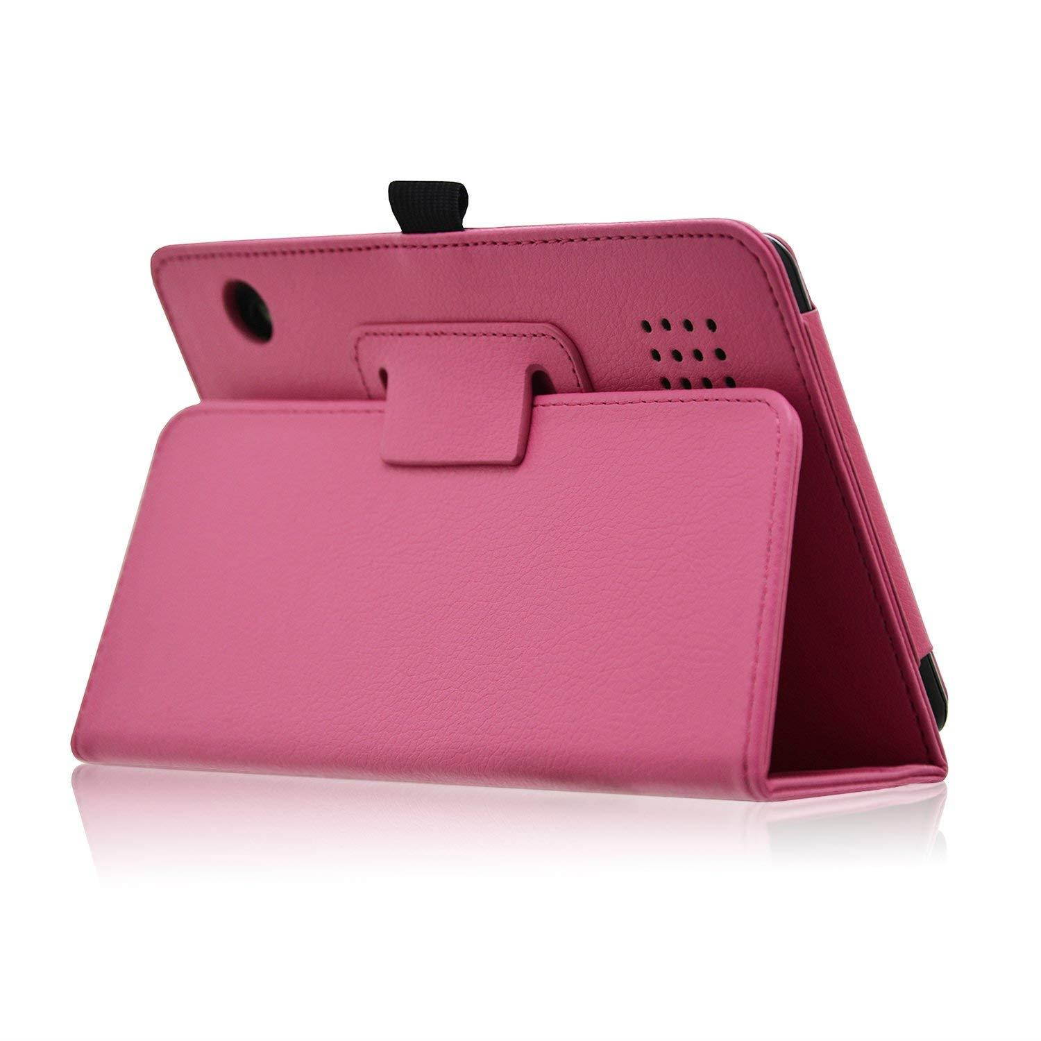 ACdream RCA Voyager 7 Case, Folio Premium PU Leather Cover Case for RCA Voyager (2016, 2017)/RCA Voyager II/RCA Voyager III RCA/RCA Voyager Pro 7" Android Tablet, Hot Pink