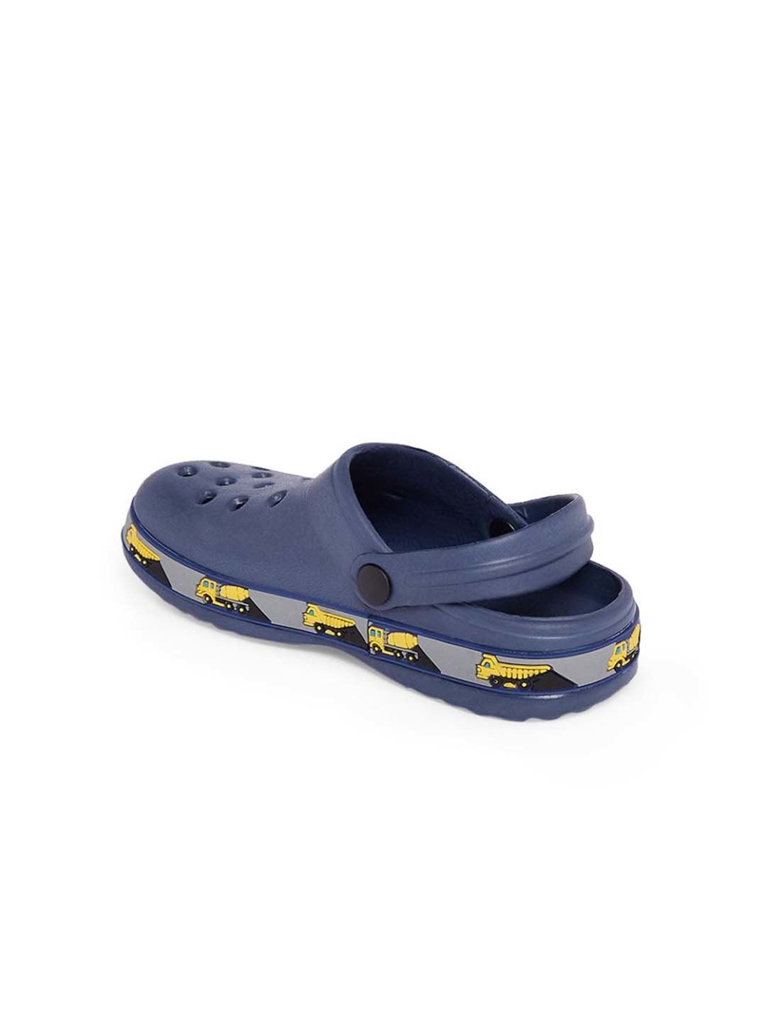 Yellow by Westside Navy Stripe Pattern Slides