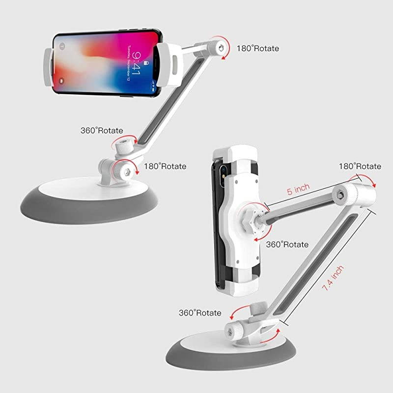Adjustable Phone StandTablet Stand Stable 360 Swivel Folding Tablet Holder Compatible with iPad iPhone Samsung Galaxy up to 105 inch Screen Gray