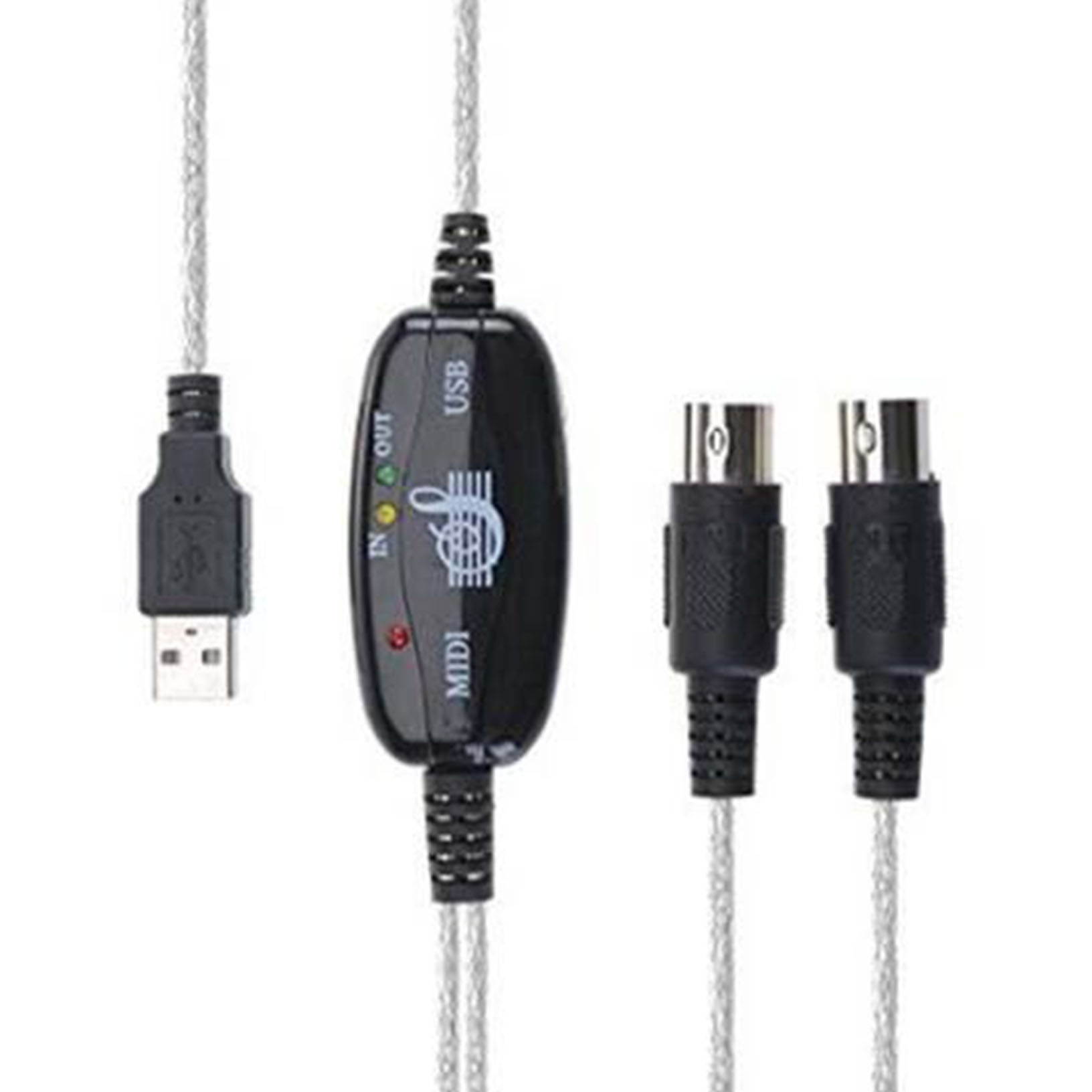 USB IN-OUT MIDI cable converter PC to music keyboard adapter cord X0Q5