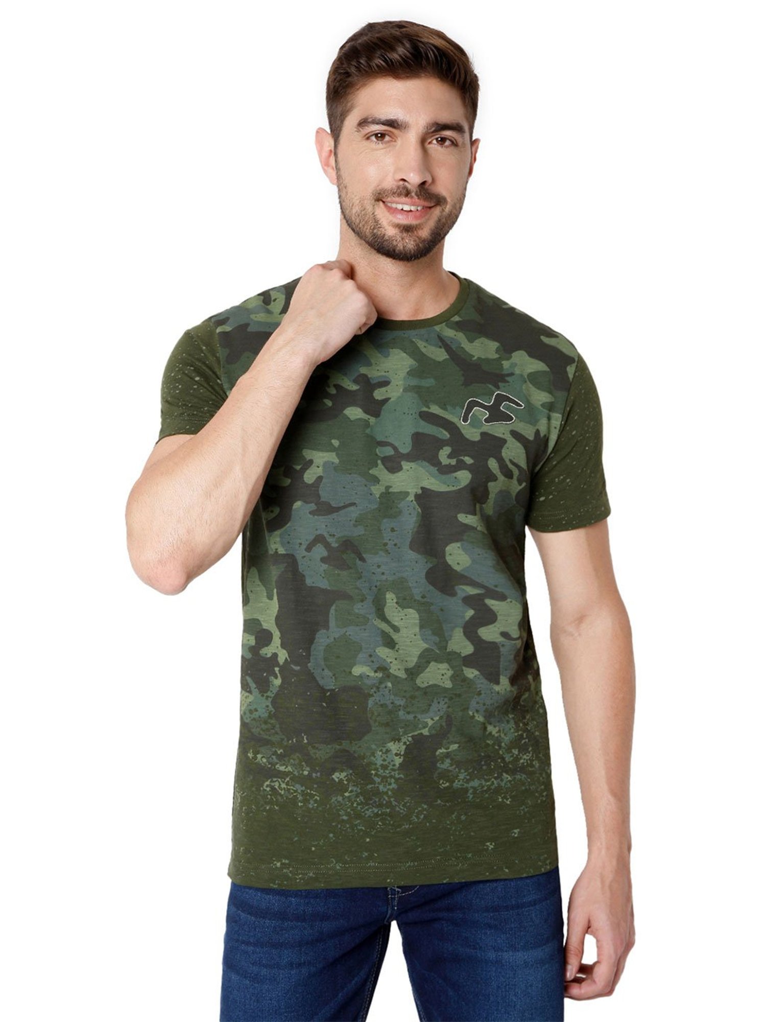 Mufti Olive Camo Print T-Shirt