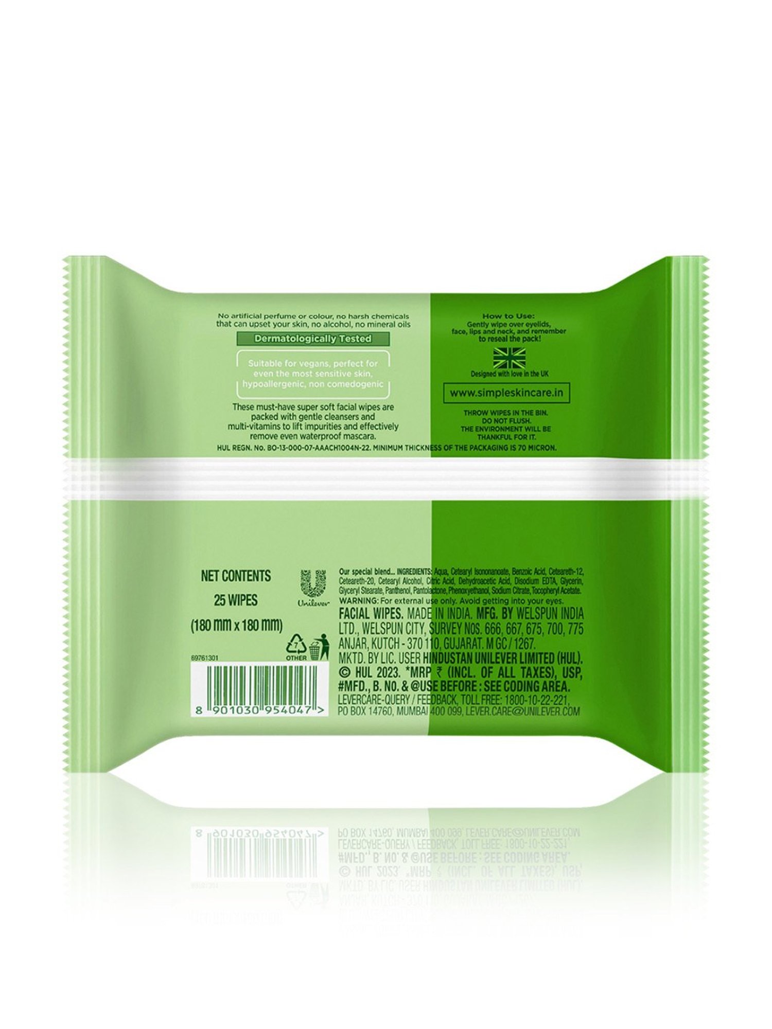 Simple Kind To Skin Facial Cleansing Wipes - 25 Wipes