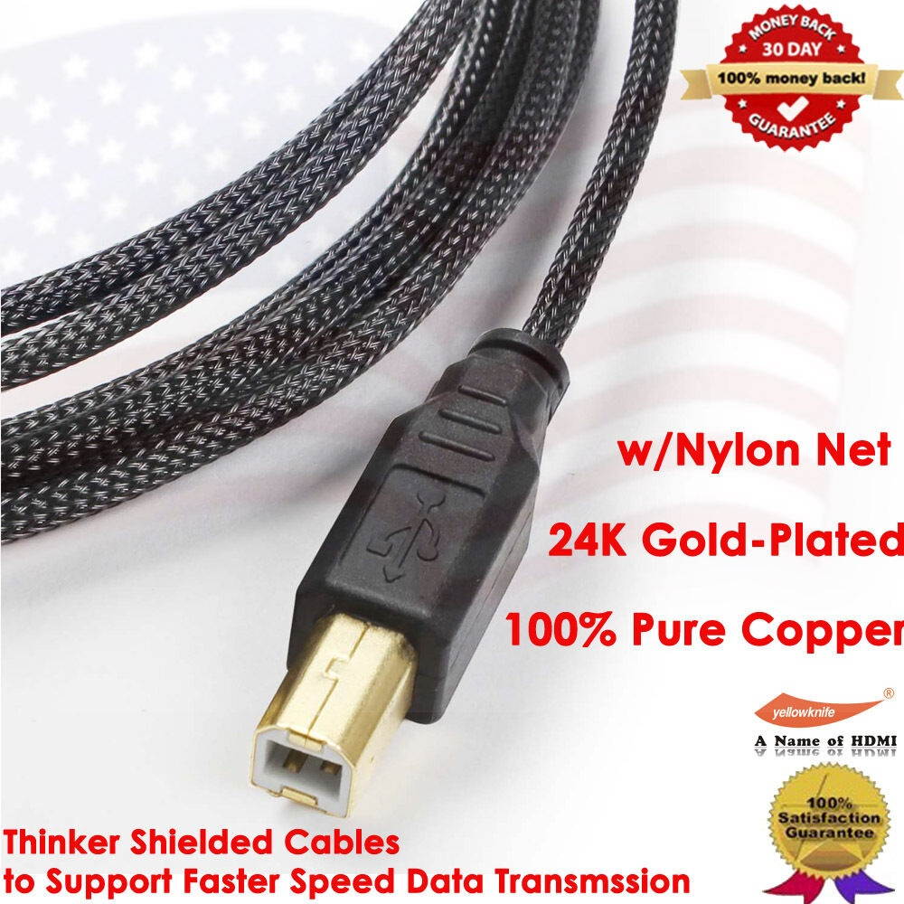 2.0 USB A Male to B Male Printer Cable (6 Feet) - High-Speed with Gold-Plated