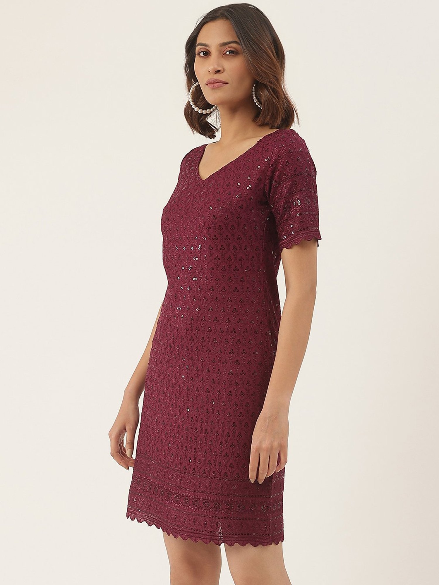 BRINNS Purple Embellished A Line Dress