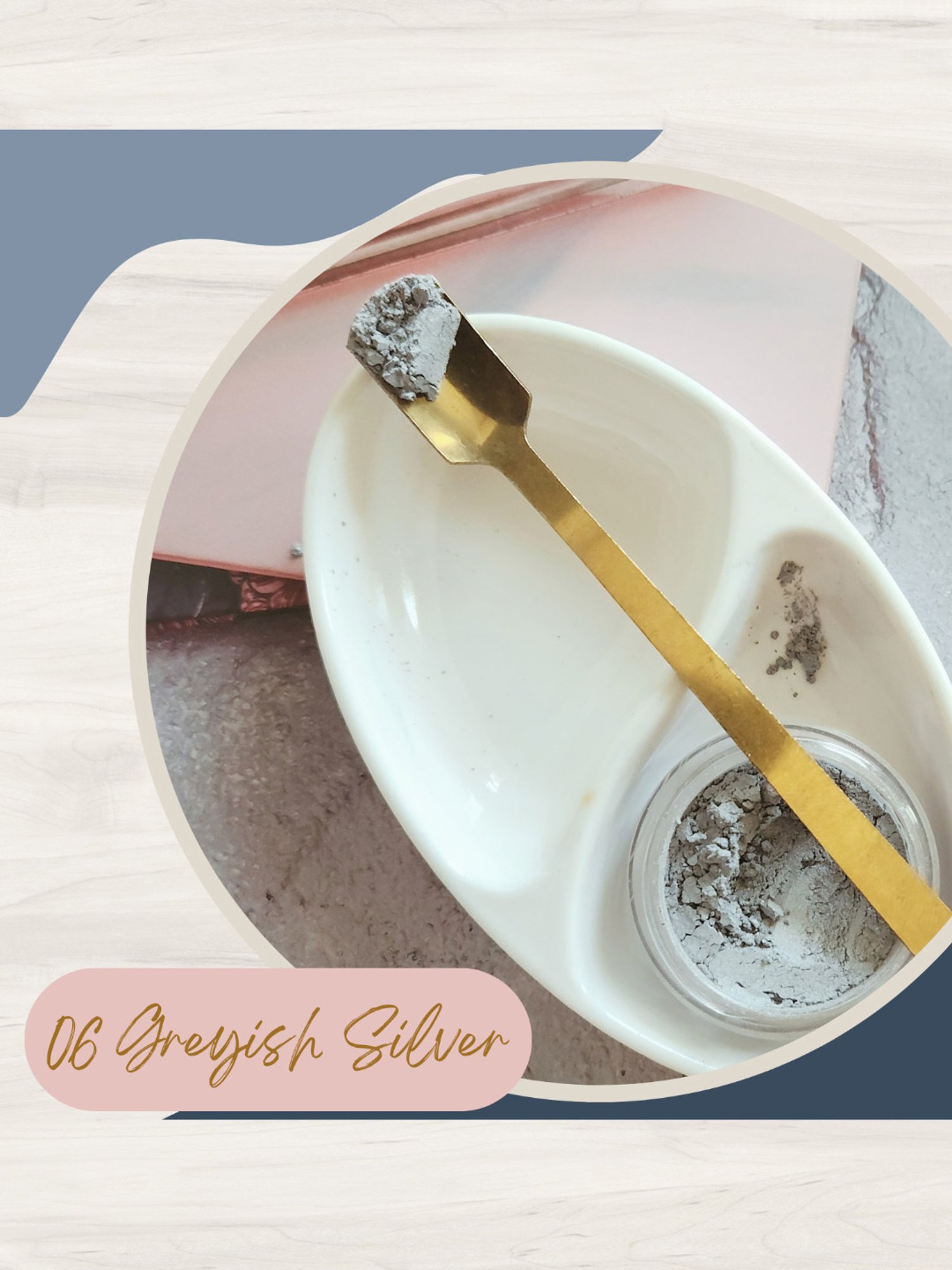 KINDED Makeup Pigments Loose Shimmer Powder Eyeshadow 06 Greyish Silver & 08 Sky Blue Combo