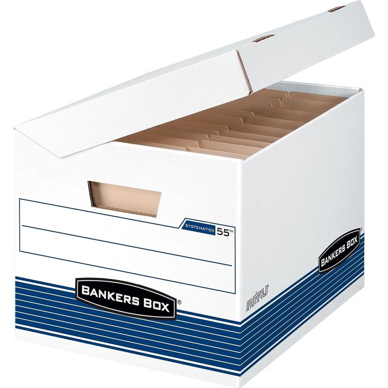 Bankers Box SYSTEMATIC Medium-Duty Storage Boxes Letter/Legal White/Blue 12/CT 0005502